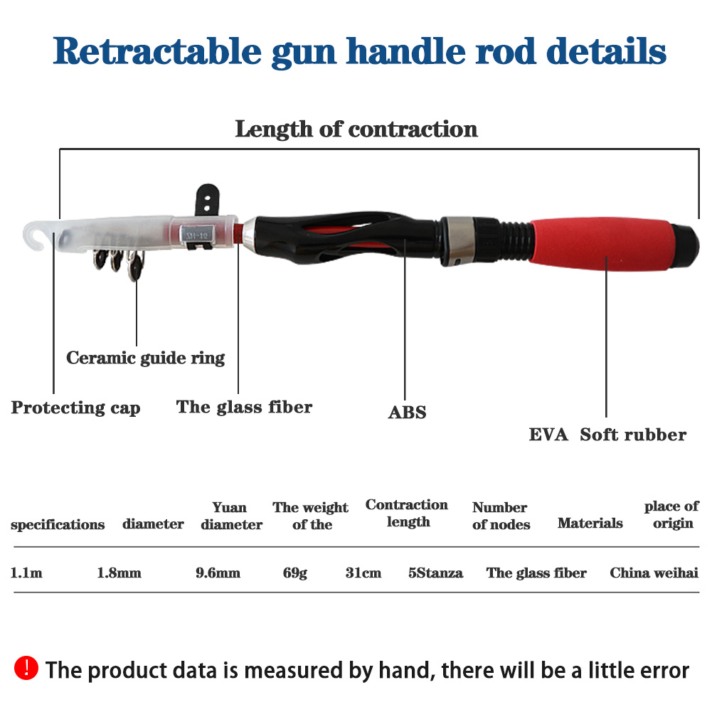 FREE FISHER Children 51pcs 1.1m Telescopic Fishing Rod Set with Handbag 5 Section Portable Lure Rod Fishing Reel Lure Bait Kids Fishing Kits