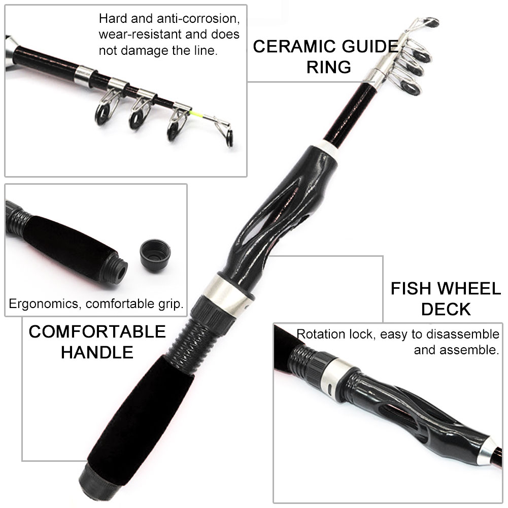 FREE FISHER Children 51pcs 1.1m Telescopic Fishing Rod Set with Handbag 5 Section Portable Lure Rod Fishing Reel Lure Bait Kids Fishing Kits