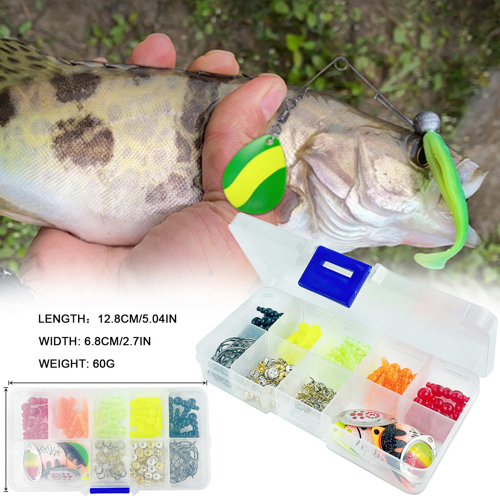 FREE FISHER 149-241pcs Fishing Spinners Set Beads Metal Sequins Hooks DIY Spinnerbaits Accessories Rooster Blades Tackle Box for Trout/Bass