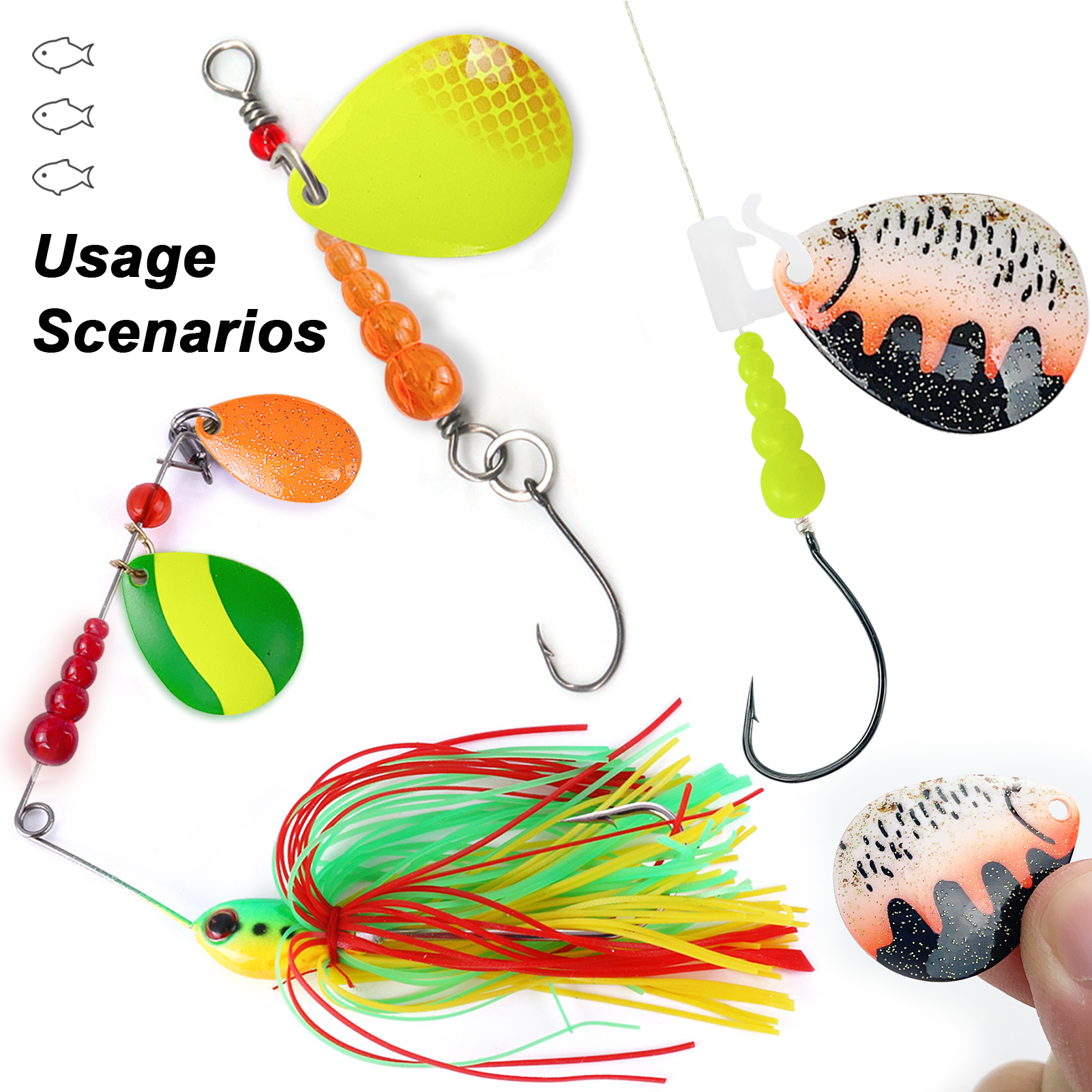 FREE FISHER 149-241pcs Fishing Spinners Set Beads Metal Sequins Hooks DIY Spinnerbaits Accessories Rooster Blades Tackle Box for Trout/Bass