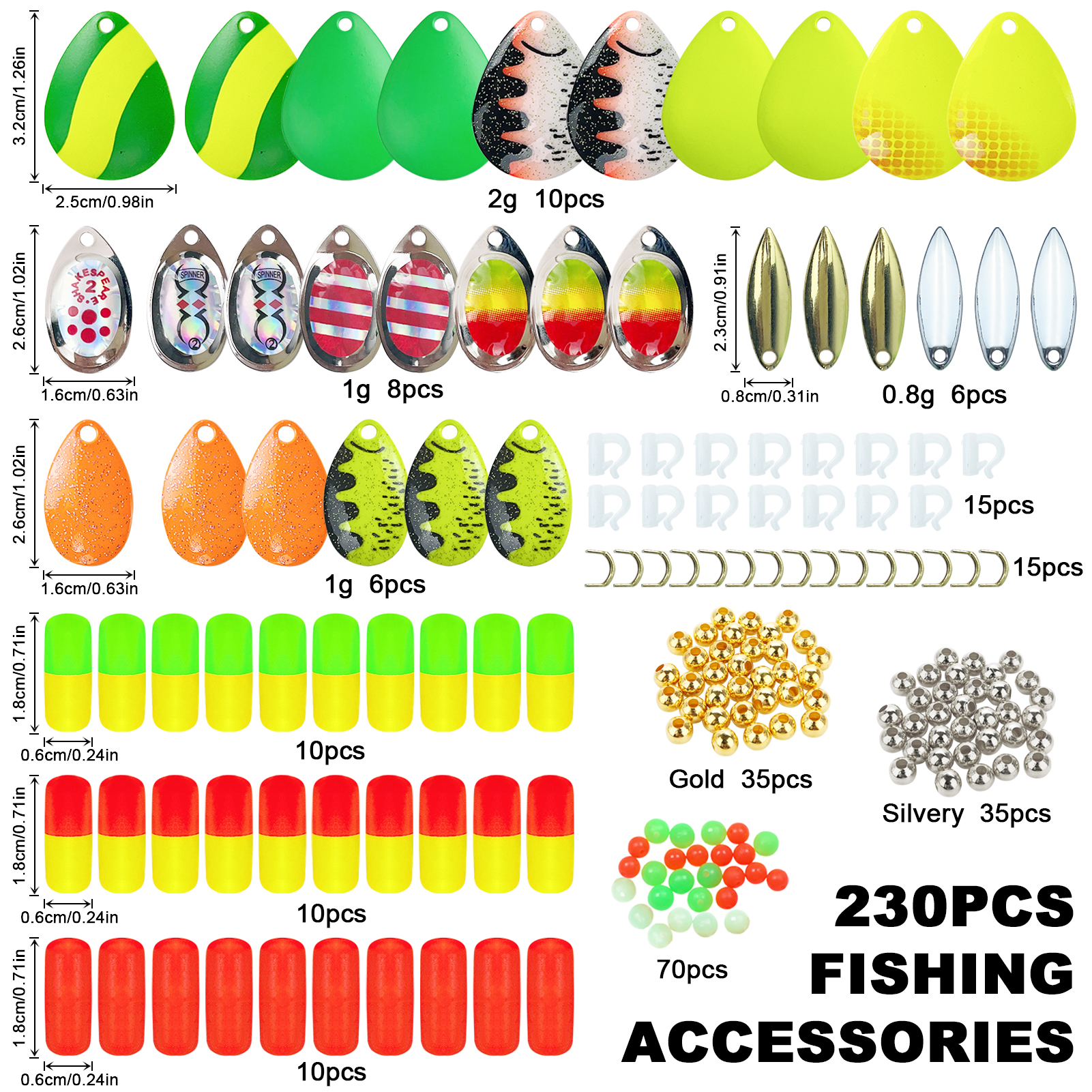 FREE FISHER 149-241pcs Fishing Spinners Set Beads Metal Sequins Hooks DIY Spinnerbaits Accessories Rooster Blades Tackle Box for Trout/Bass