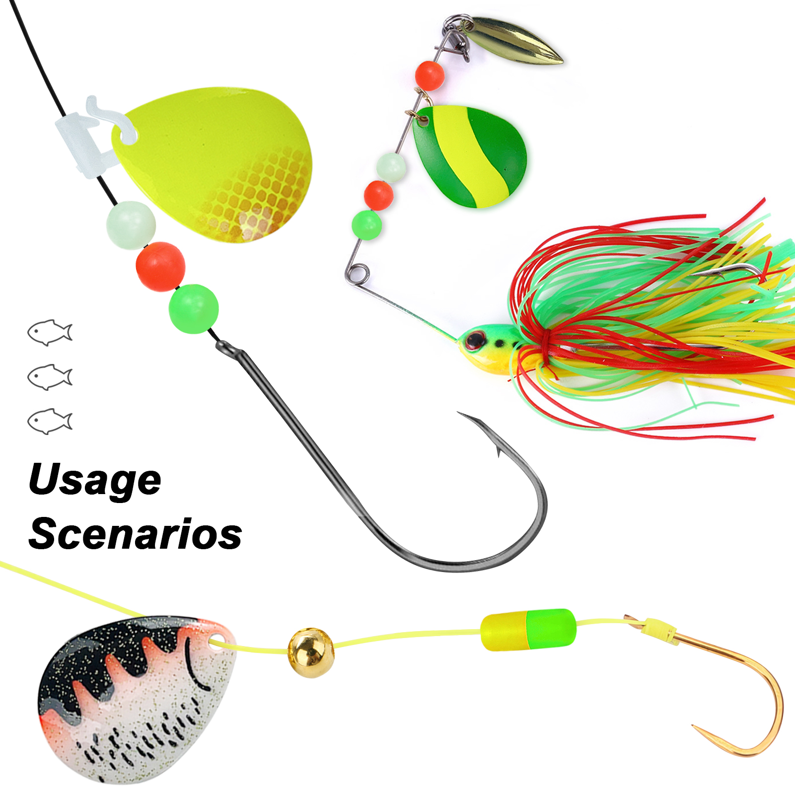 FREE FISHER 149-241pcs Fishing Spinners Set Beads Metal Sequins Hooks DIY Spinnerbaits Accessories Rooster Blades Tackle Box for Trout/Bass