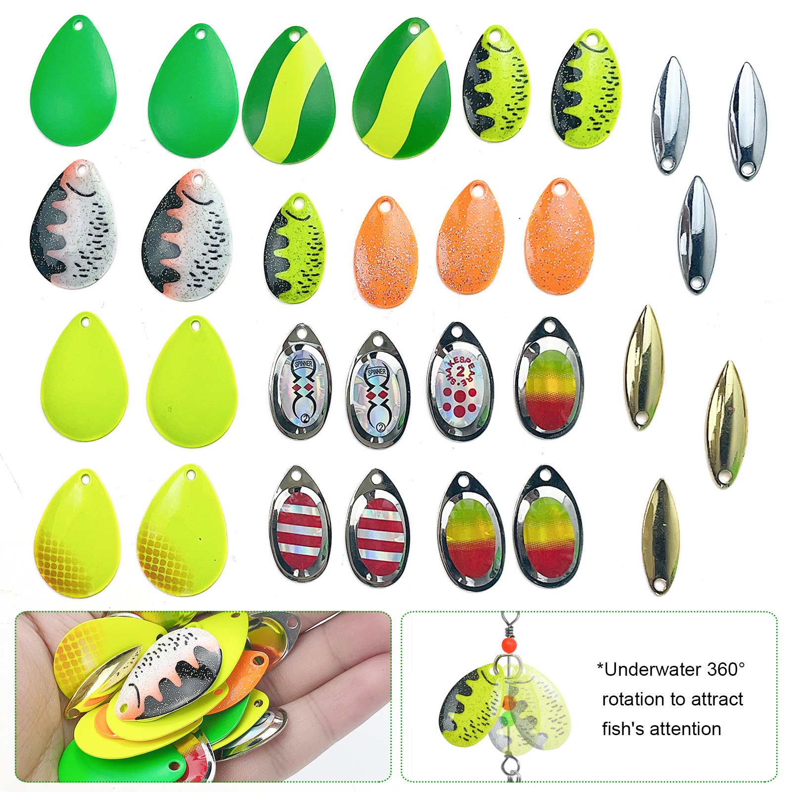 FREE FISHER 149-241pcs Fishing Spinners Set Beads Metal Sequins Hooks DIY Spinnerbaits Accessories Rooster Blades Tackle Box for Trout/Bass