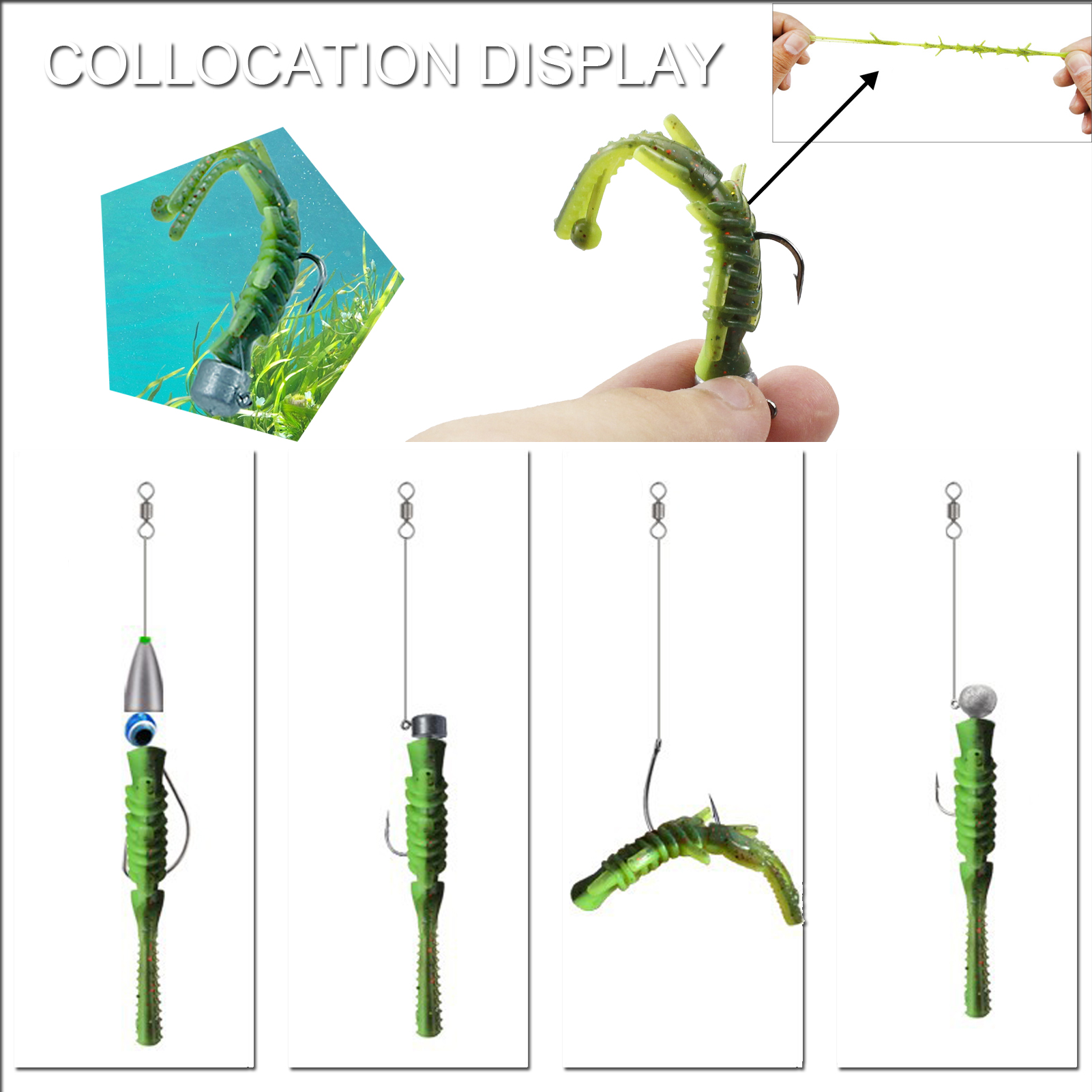 FREE FISHER Fishing Lead Head Jig Hooks with Soft Lures 6.5cm 2g NEID FLOATING SHRIMPS Swimbaits Fishing Jigs 2.5-5g Walleye Shad Baits for Bass(Pack of 71)