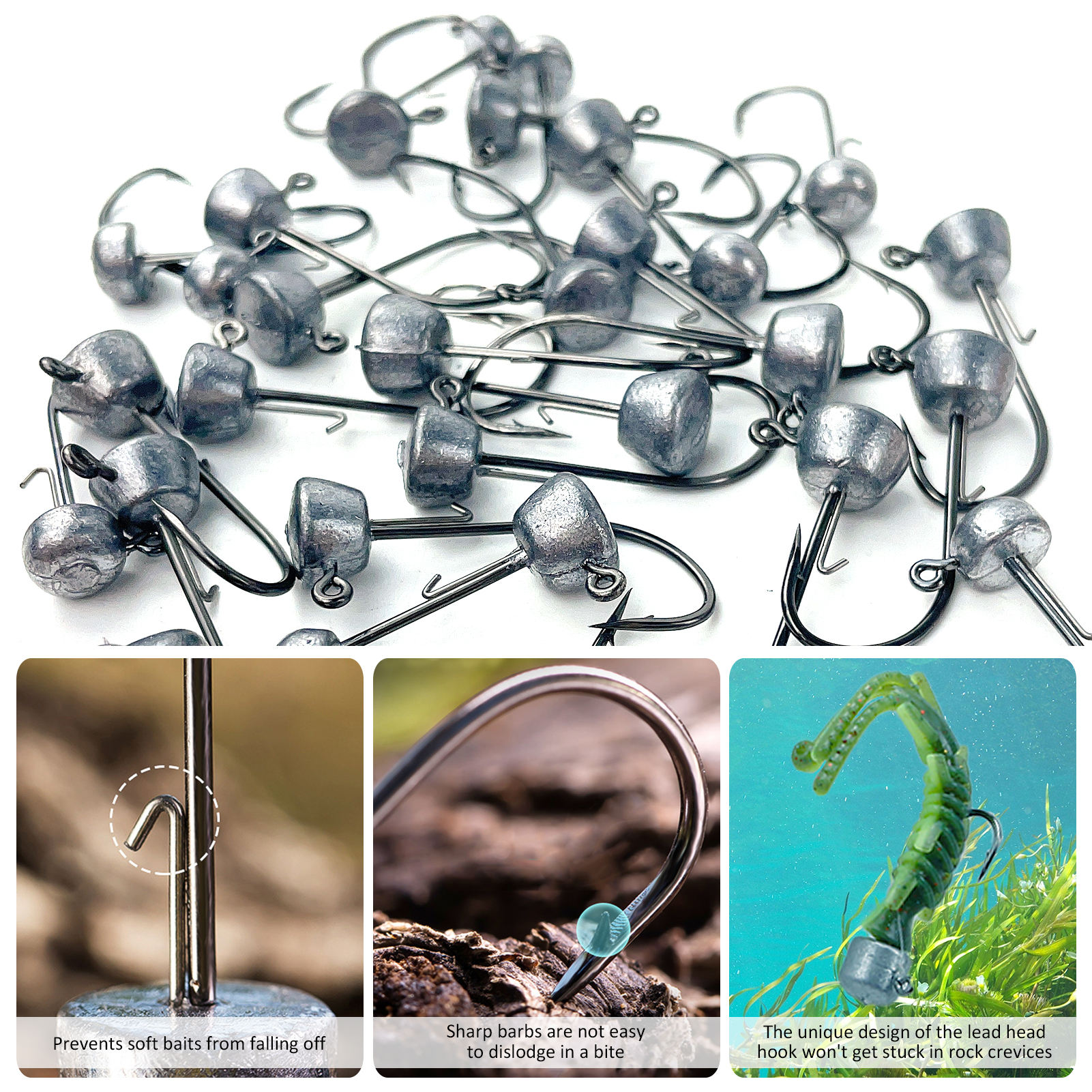 FREE FISHER Fishing Lead Head Jig Hooks with Soft Lures 6.5cm 2g NEID FLOATING SHRIMPS Swimbaits Fishing Jigs 2.5-5g Walleye Shad Baits for Bass(Pack of 71)