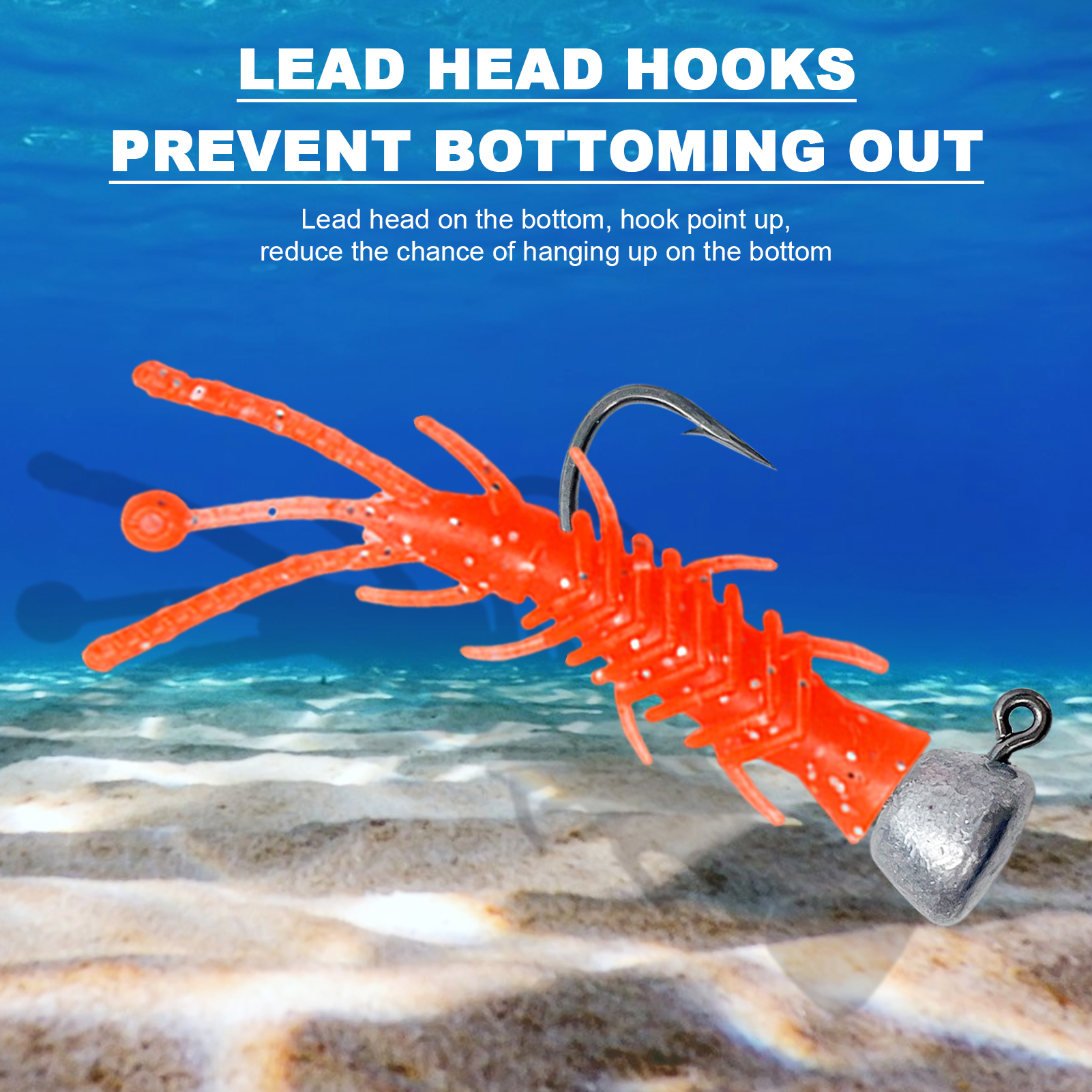 FREE FISHER Fishing Lead Head Jig Hooks with Soft Lures 6.5cm 2g NEID FLOATING SHRIMPS Swimbaits Fishing Jigs 2.5-5g Walleye Shad Baits for Bass(Pack of 71)