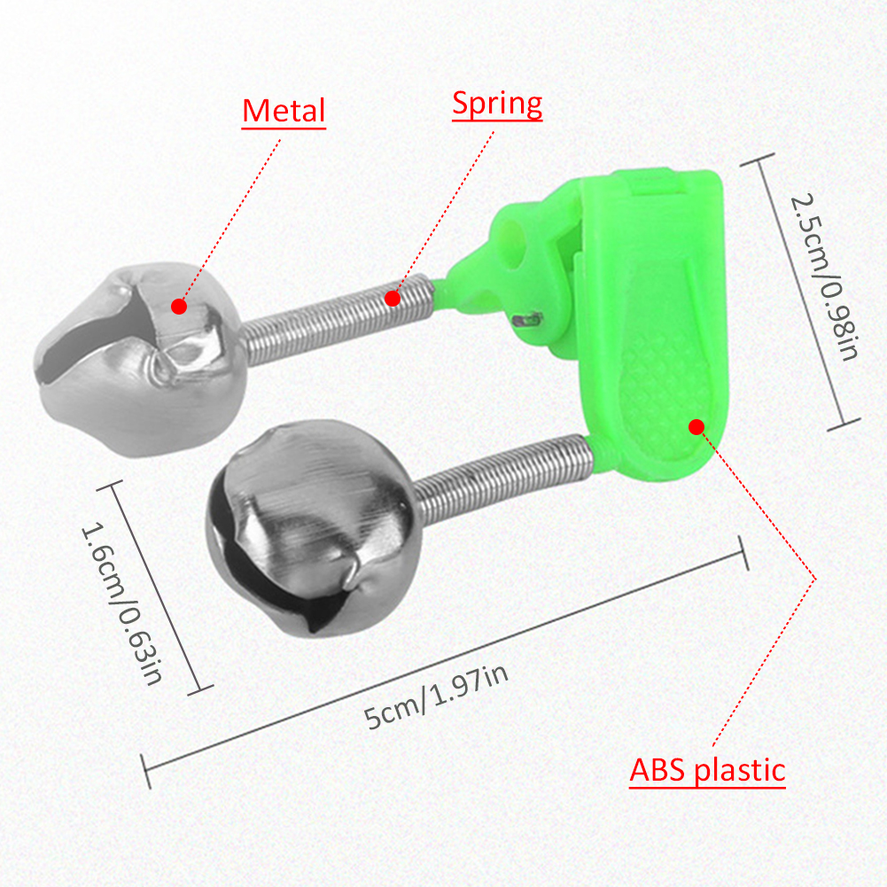 FREE FISHER 50pcs/Lot Fishing Bells Sea Fishing 5cm Rod Bell with Clip Catfish Bells Alarm Dual Alert Ring Fishing Bite Alarm Indicator Accessories