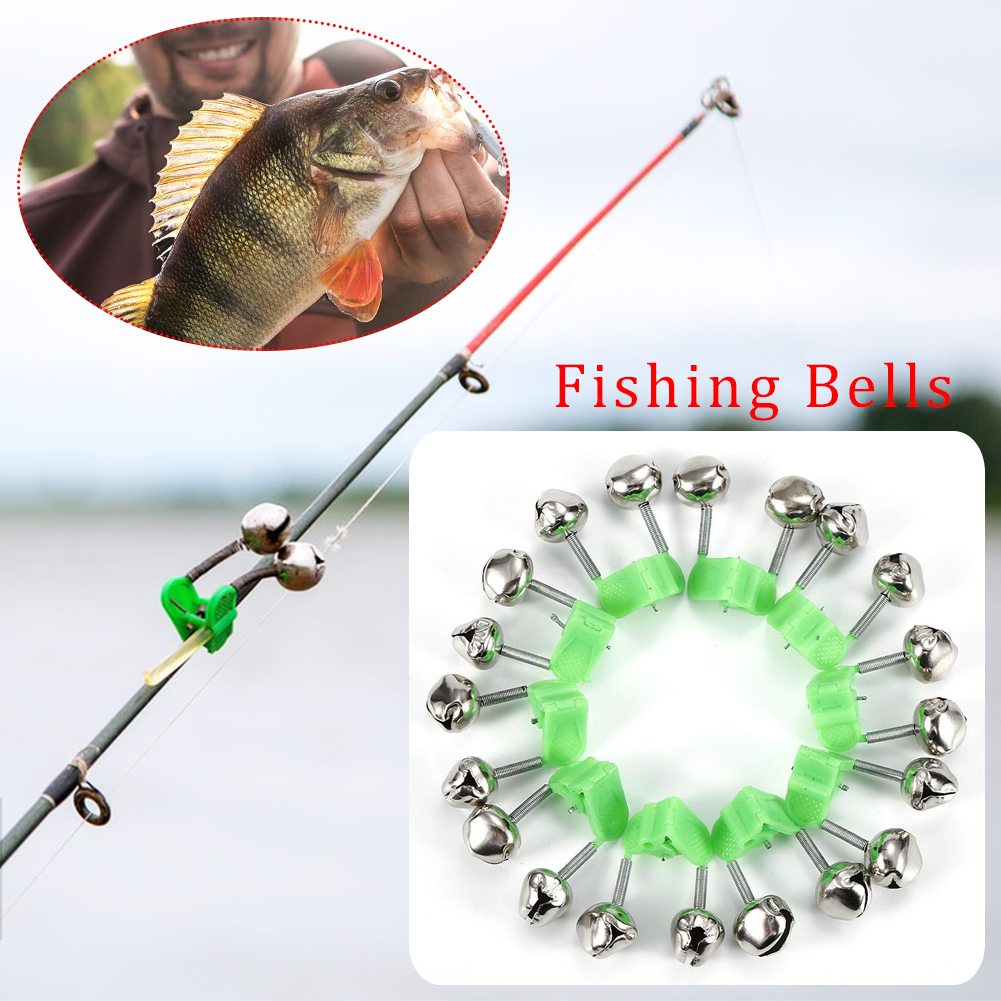 FREE FISHER 50pcs/Lot Fishing Bells Sea Fishing 5cm Rod Bell with Clip Catfish Bells Alarm Dual Alert Ring Fishing Bite Alarm Indicator Accessories