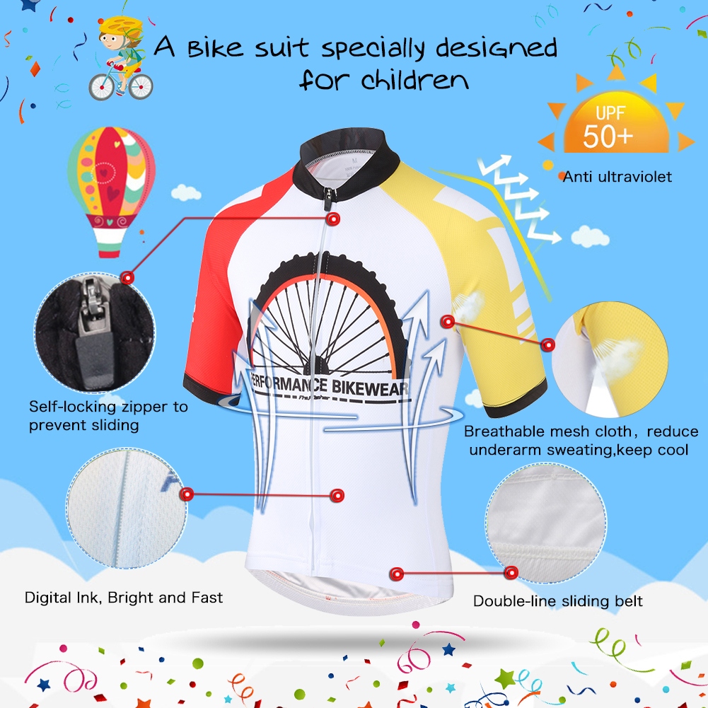 FREE FISHER Kids Cycling Jersey Set Cartoon Children Cycling Clothing Summer Bike Jersey Shorts Quick Dry Bicycle Jersey Suit