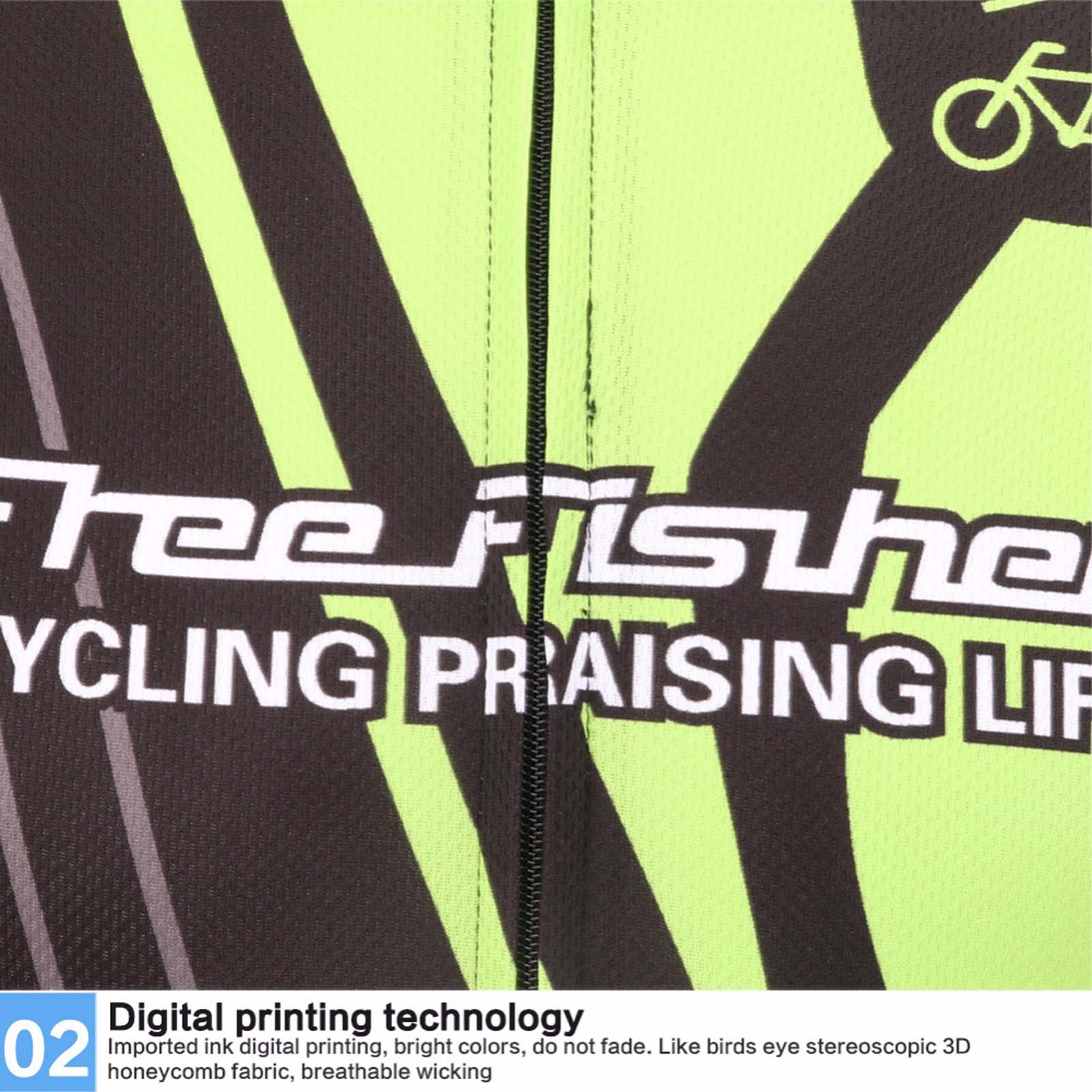 FREE FISHER Short Sleeve Boys Cycling Jersey Full Zipper Quick-Dry Breathable Mesh Bicycle Tops and Padded Shorts Racing Black Green