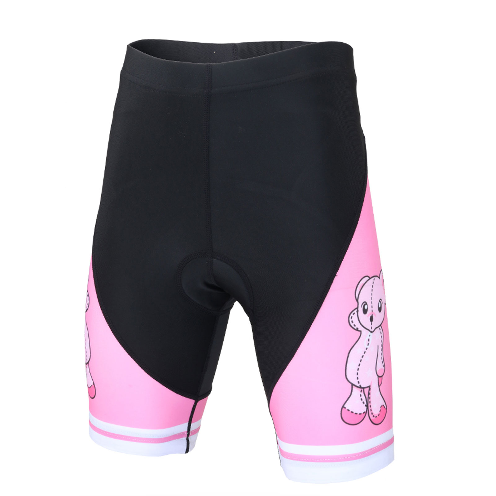 FREE FISHER Girls Short Sleeve Cycling Jersey Full Zipper Quick-Dry Breathable Mesh Bicycle Tops and Padded Shorts Pink Bear