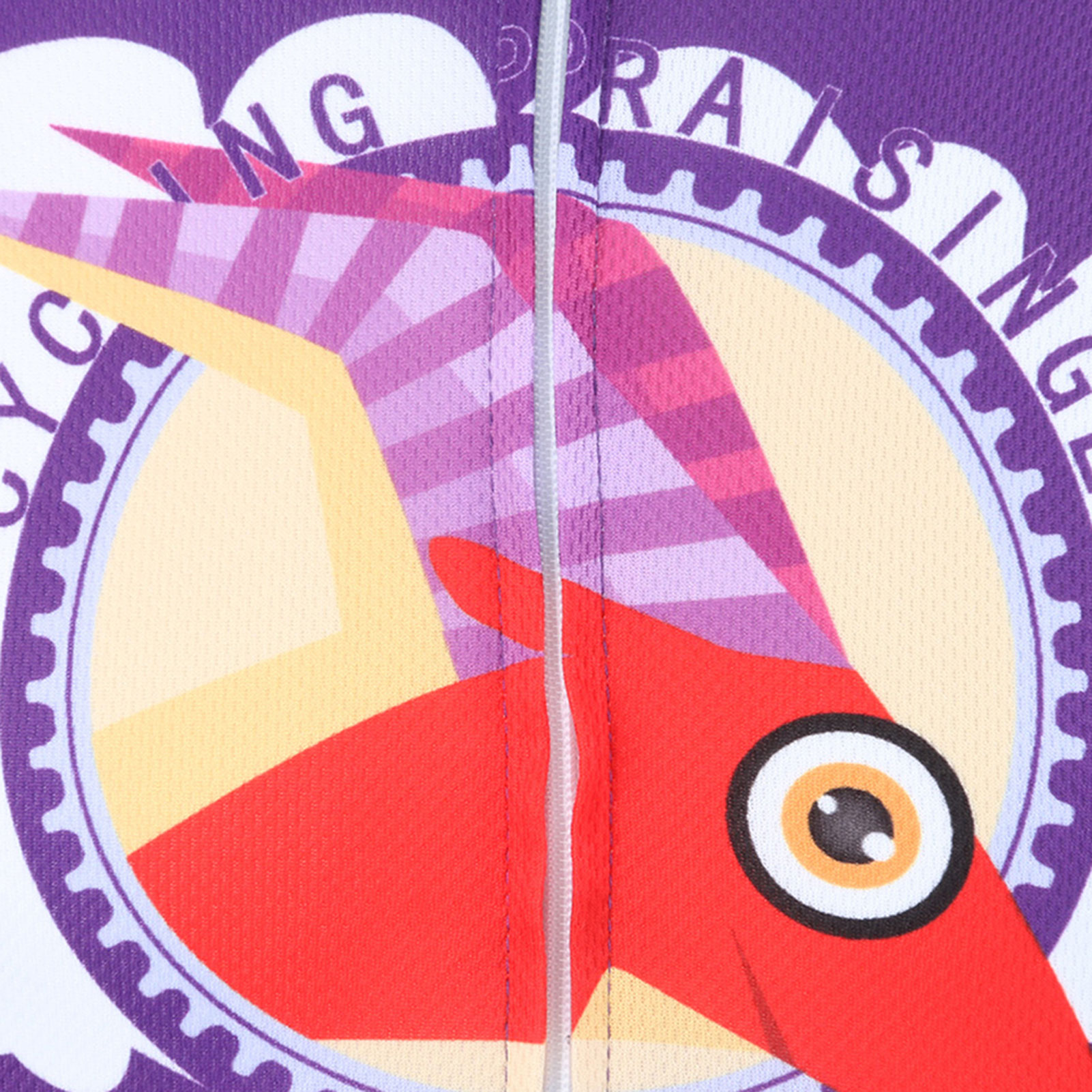 FREE FISHER Girls Cycling Jersey Short Sleeve Full Zipper Quick-Dry Breathable Mesh Boys Bicycle Tops+Padded Shorts Purple Antelope