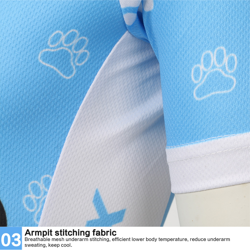 FREE FISHER Blue Dog Printed Kids Cycling Jersey Quick-Dry Breathable Short Sleeve Boys MTB Riding Bike Tops+Padded Shorts