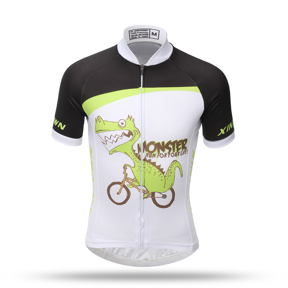 FREE FISHER Cartoon Printed Kids Cycling Jersey Quick-Dry Breathable Short Sleeve Boys MTB Riding Bike Tops+Padded Shorts