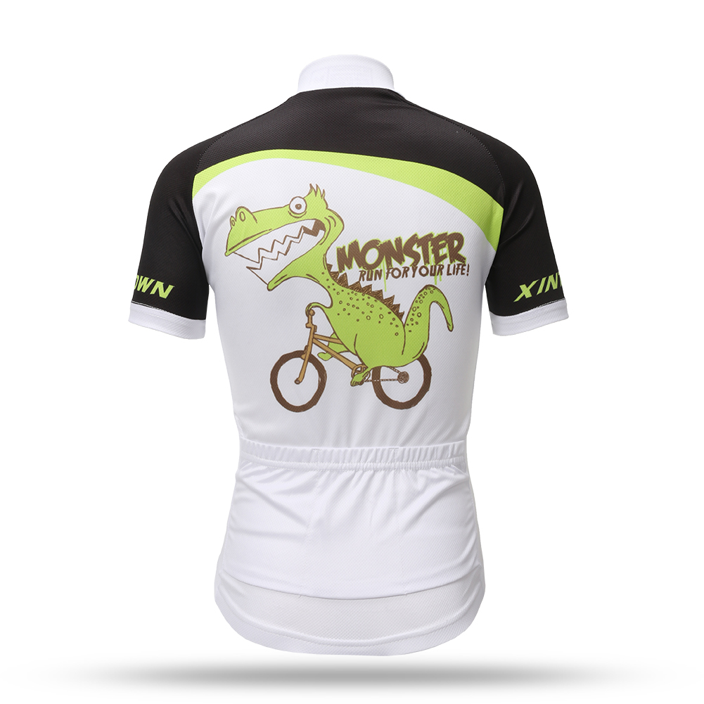 FREE FISHER Cartoon Printed Kids Cycling Jersey Quick-Dry Breathable Short Sleeve Boys MTB Riding Bike Tops+Padded Shorts