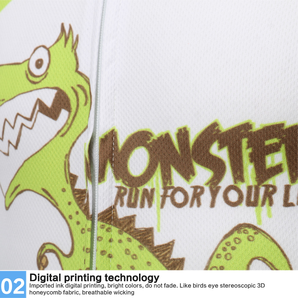 FREE FISHER Cartoon Printed Kids Cycling Jersey Quick-Dry Breathable Short Sleeve Boys MTB Riding Bike Tops+Padded Shorts