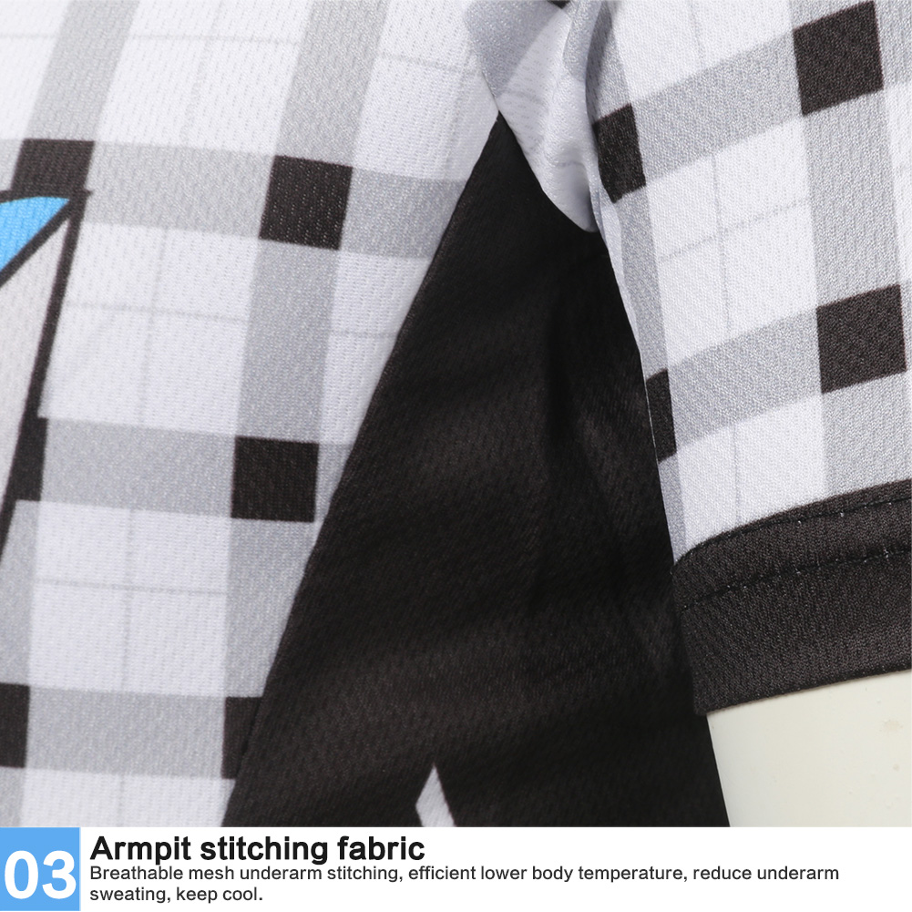 FREE FISHER Latticed Boys Cycling Jersey Set Quick-Dry Breathable Short Sleeve Cat Printed MTB Riding Bicycle Tops+Padded Shorts