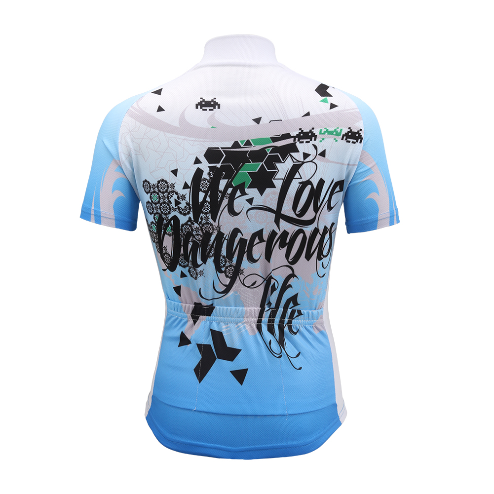 FREE FISHER Boys Cycling Jersey + Padded Shorts Quick-Dry Breathable Short Sleeve MTB Riding Digital Blue Bicycle Tops