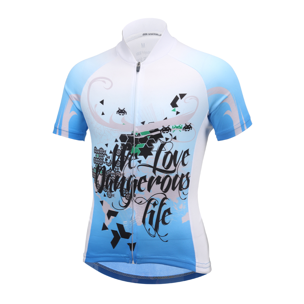 FREE FISHER Boys Cycling Jersey + Padded Shorts Quick-Dry Breathable Short Sleeve MTB Riding Digital Blue Bicycle Tops