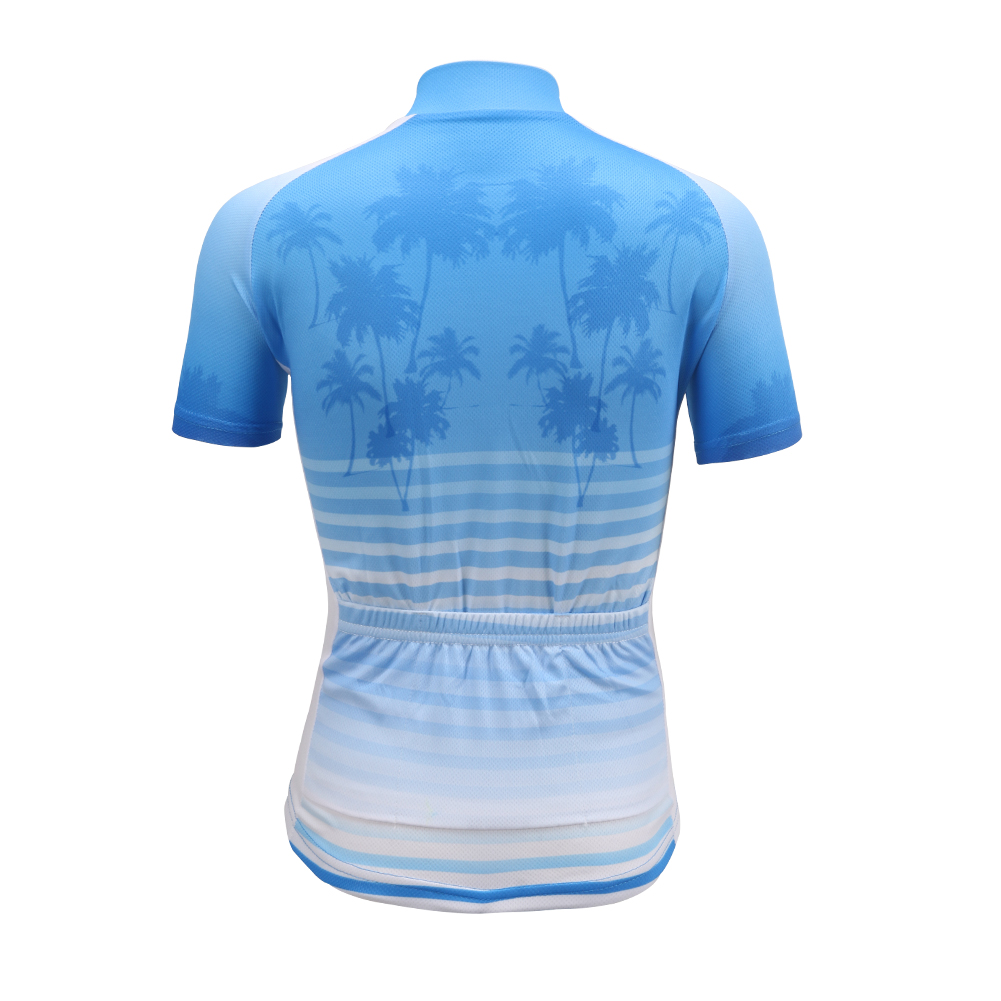 FREE FISHER Coconut Tree Printed Cycling Jersey with Padded Shorts Breathable Quick-Dry Boys Short Sleeve MTB Riding Kids Bicycle Wear