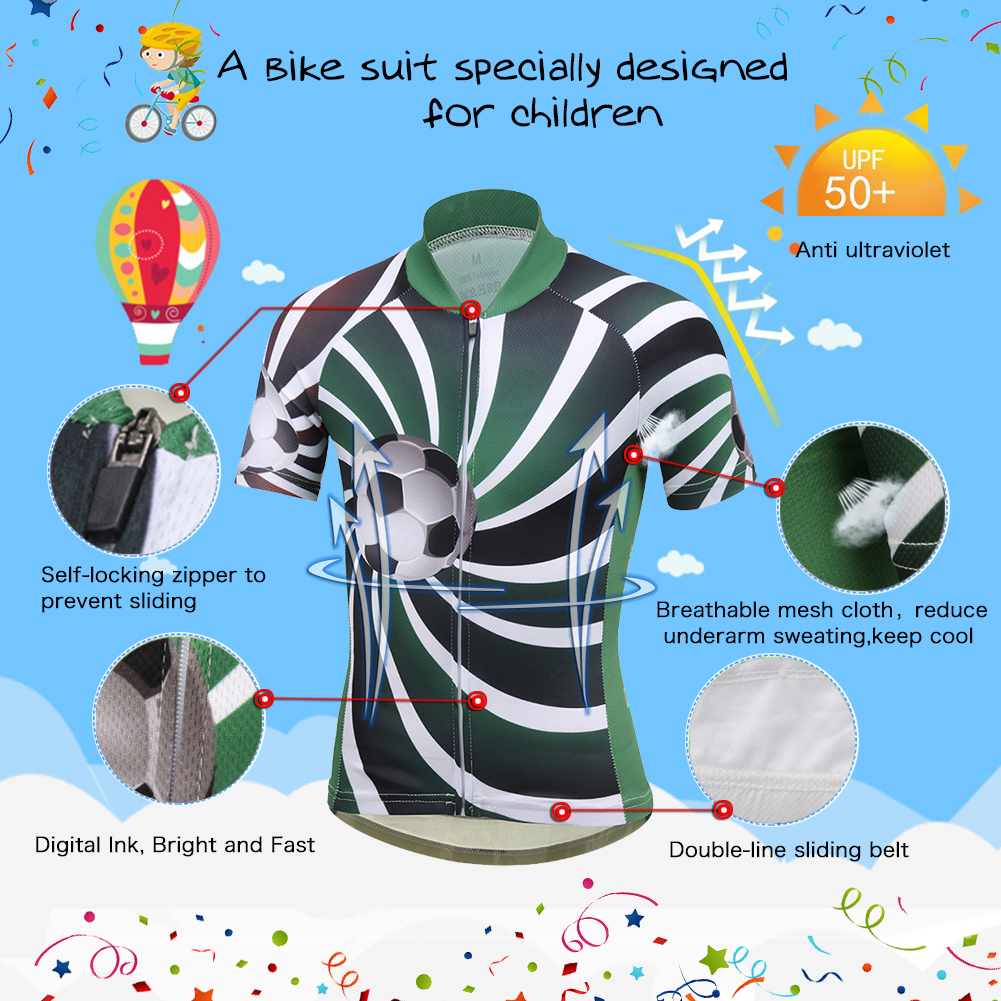 FREE FISHER Children's Cycling Jersey with Padded Shorts Breathable Quick-Dry Boys Short Sleeve Football MTB Riding Kids Bicycle Wear