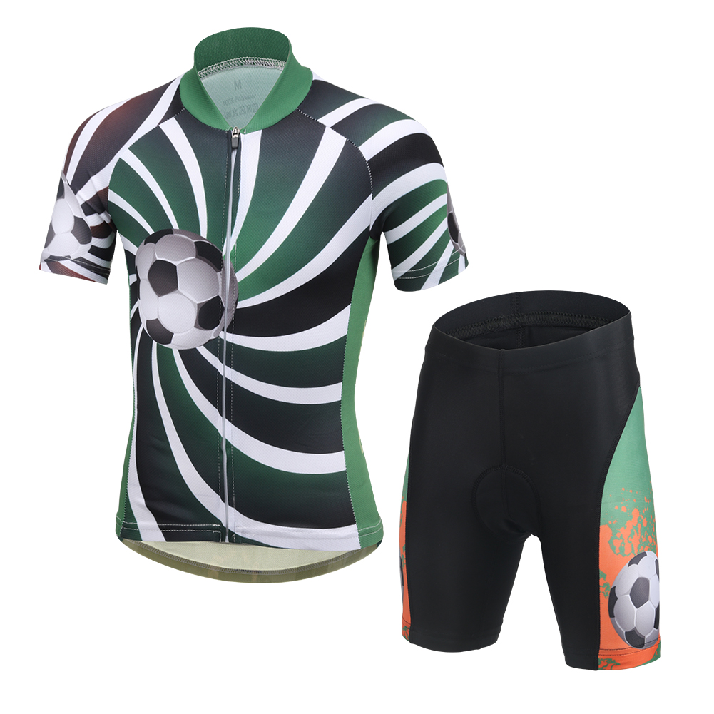 FREE FISHER Children's Cycling Jersey with Padded Shorts Breathable Quick-Dry Boys Short Sleeve Football MTB Riding Kids Bicycle Wear