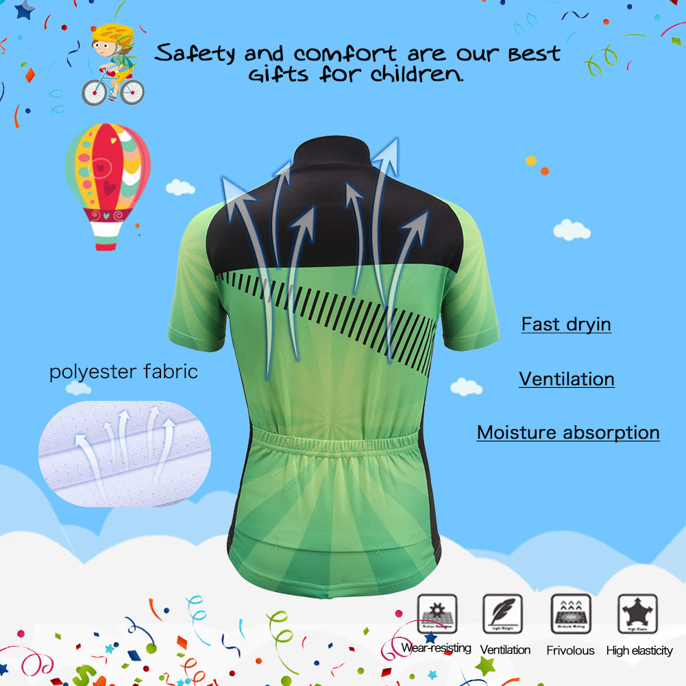 FREE FISHER MTB Riding Kids Bicycle Wear with Padded Shorts Breathable Quick-Dry Boys Short Sleeve Children's Cycling Jersey Set