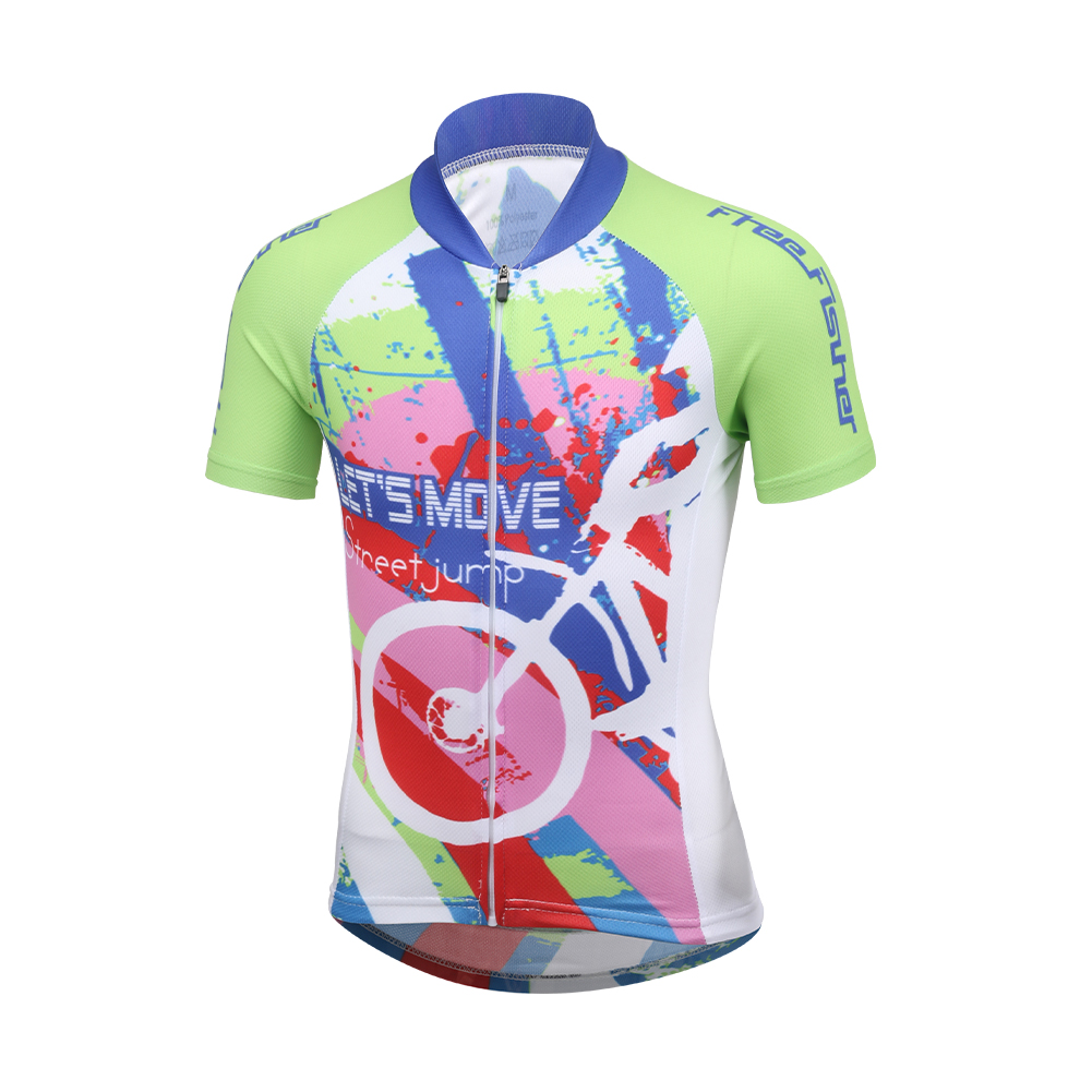 FREE FISHER Children's Cycling Wear Short Sleeve Mesh Cloth Breathable Boys Girls Bicycle Riding Tops with 3D Gel Cushion Shorts for Summer