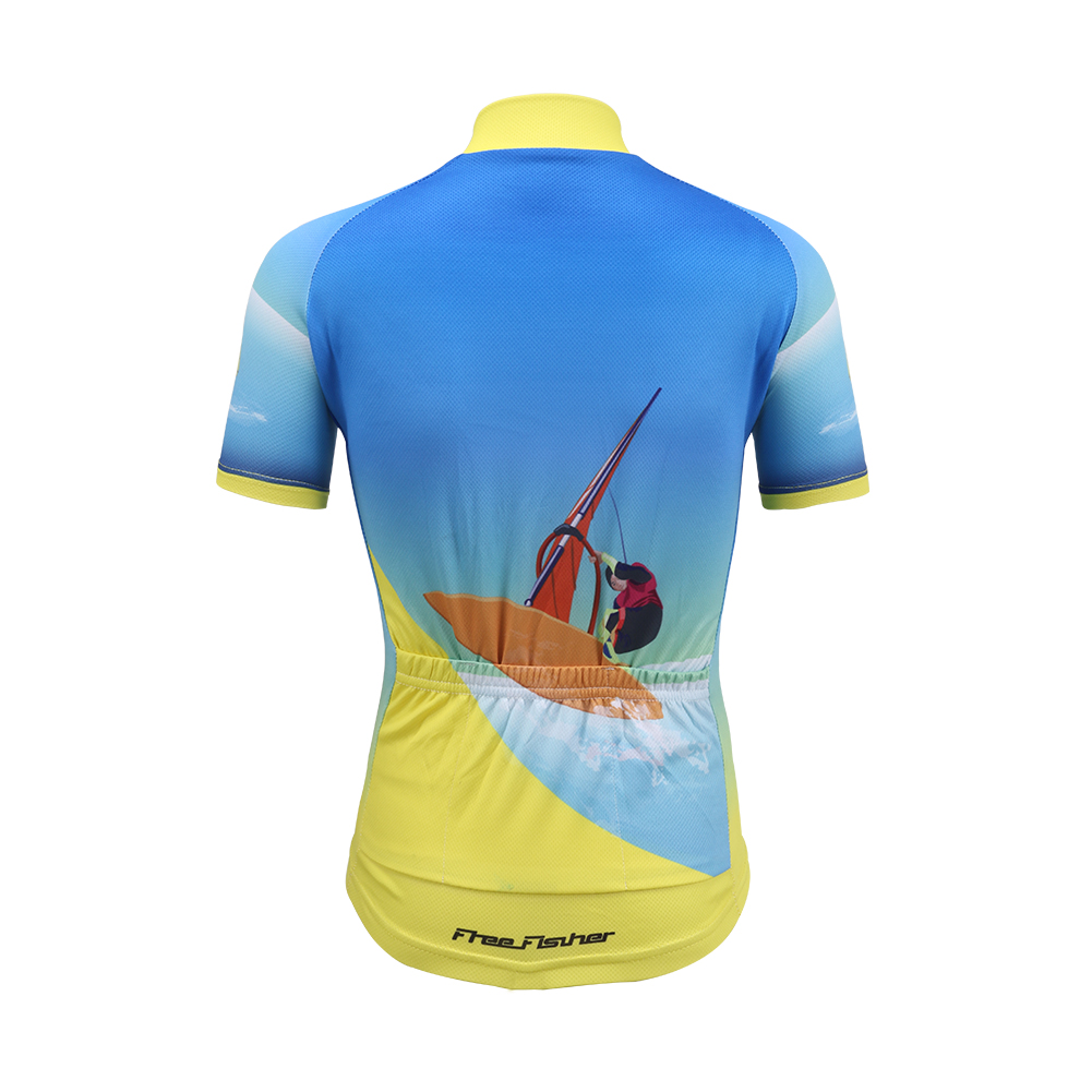 FREE FISHER Boys Girls Short Sleeve Cycling Wear Quick-Dry Stripes Bicycle Riding Tops with 3D Gel Cushion Shorts for Children