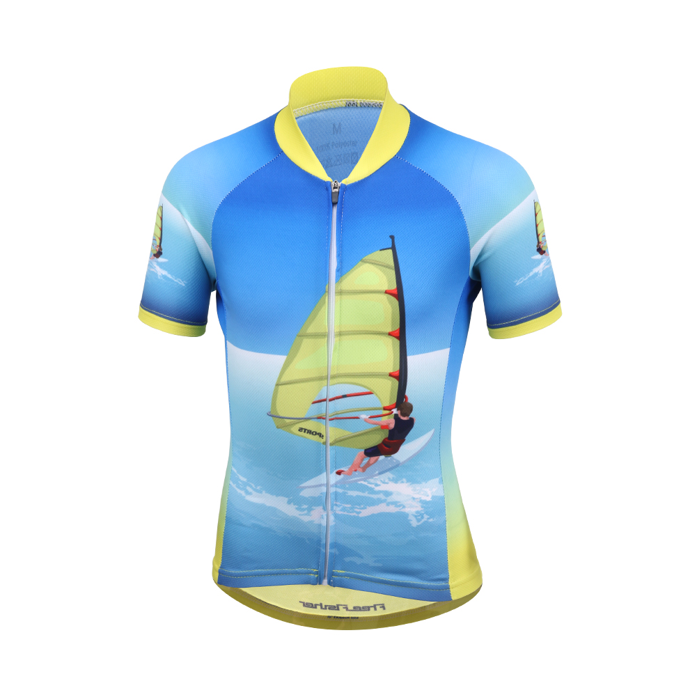 FREE FISHER Boys Girls Short Sleeve Cycling Wear Quick-Dry Stripes Bicycle Riding Tops with 3D Gel Cushion Shorts for Children