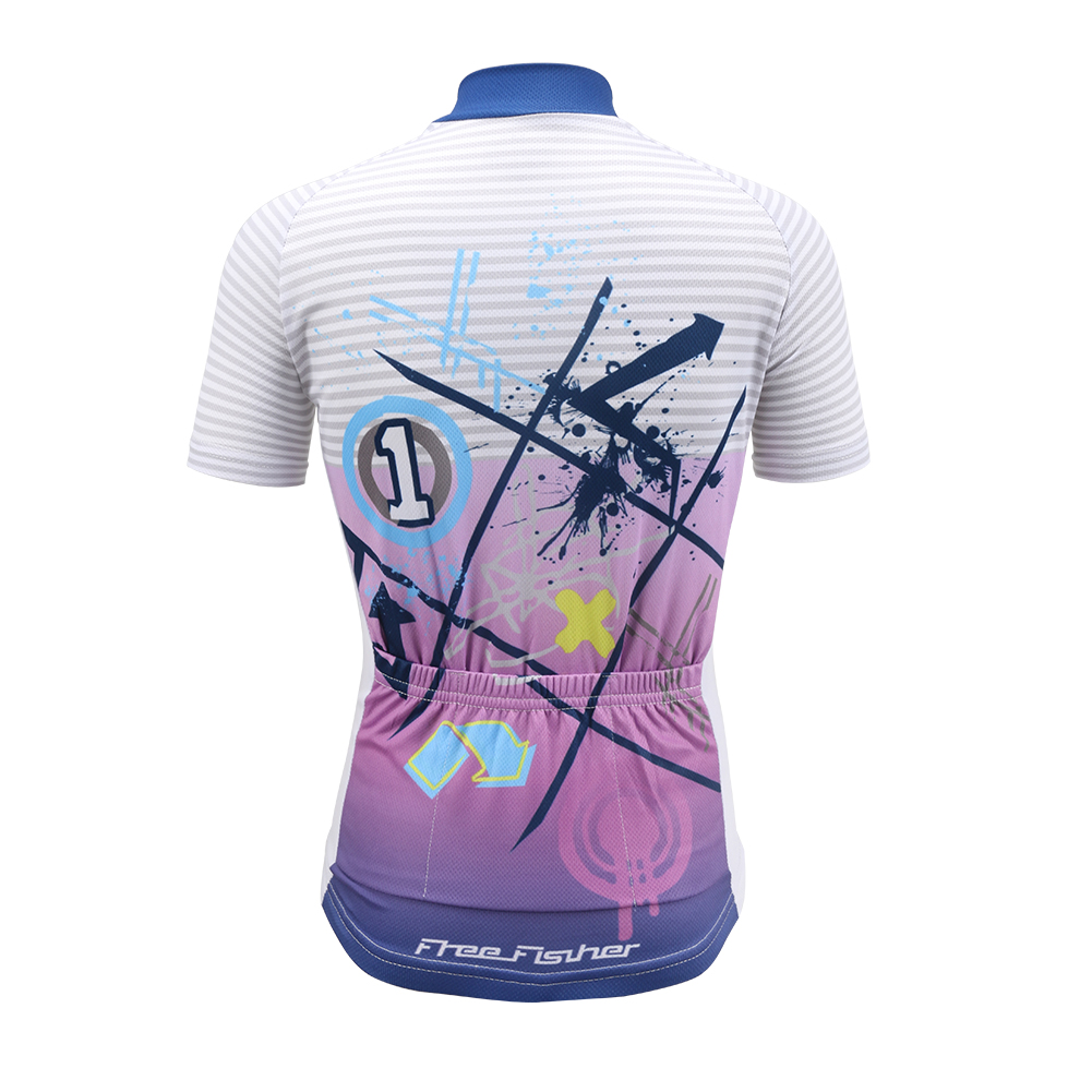 FREE FISHER Sailboat Print Boys Girls Bicycle Riding Tops with 3D Gel Cushion Shorts Children's Short Sleeve Cycling Wear