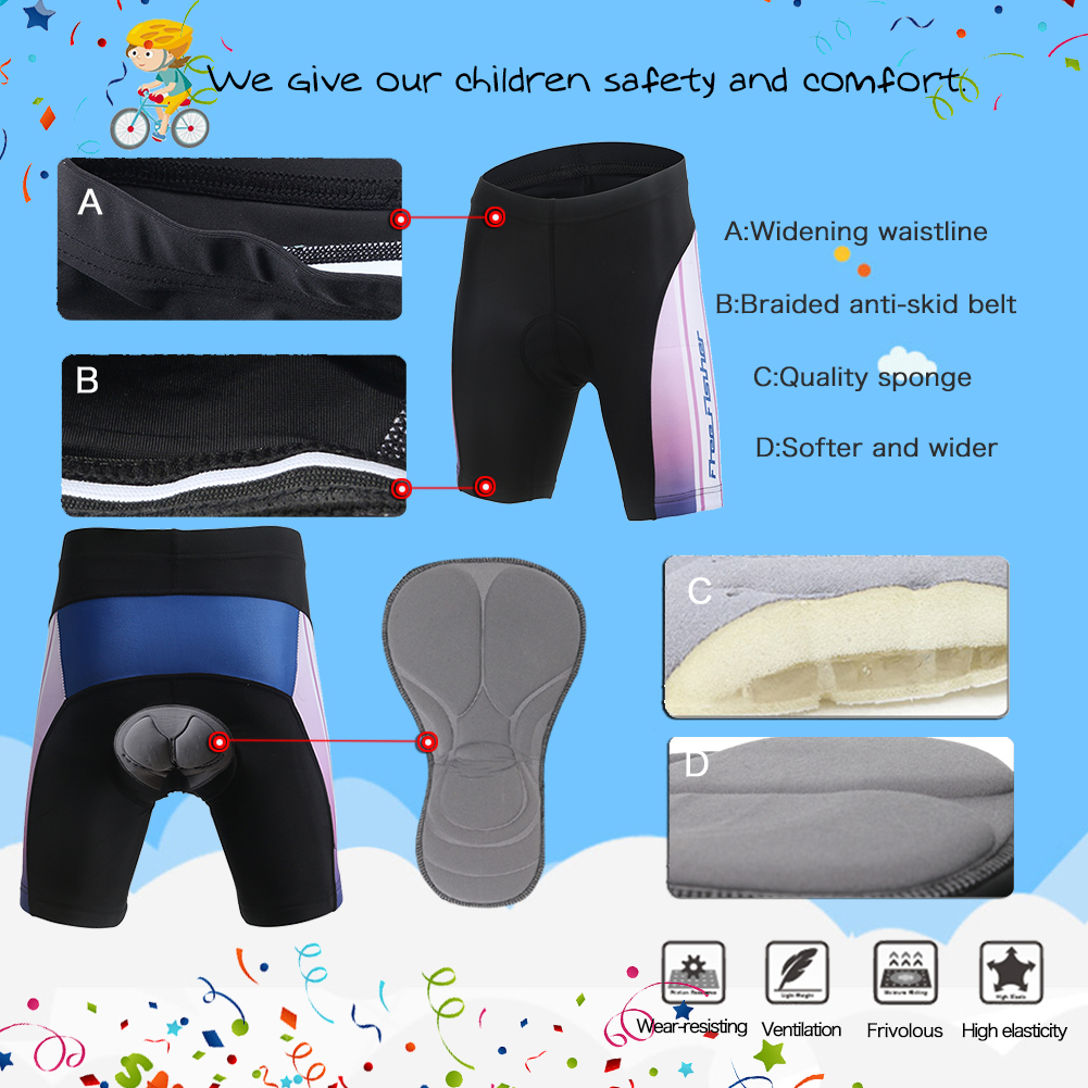 FREE FISHER Sailboat Print Boys Girls Bicycle Riding Tops with 3D Gel Cushion Shorts Children's Short Sleeve Cycling Wear