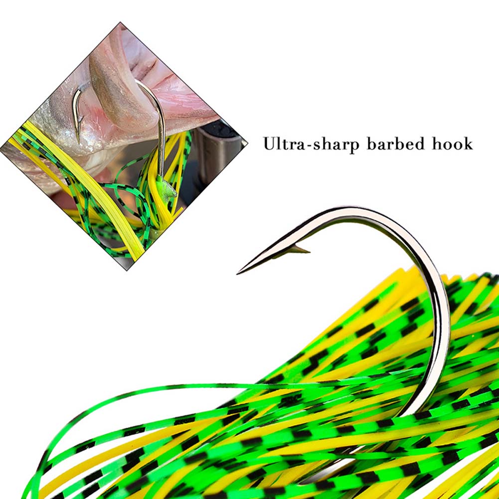 FREE FISHER 5pcs Fishing Buzzbait Lures Metal Jigs Lead Head 10g 14g Chatter Bait Spinnerbaits WeedlessHooks with Silicone Skirts