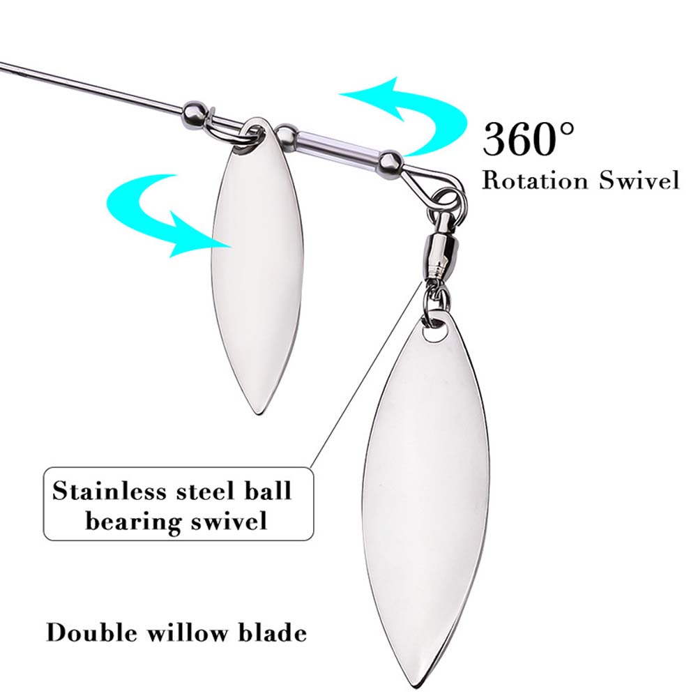 FREE FISHER 5pcs Fishing Buzzbait Lures Metal Jigs Lead Head 10g 14g Chatter Bait Spinnerbaits WeedlessHooks with Silicone Skirts