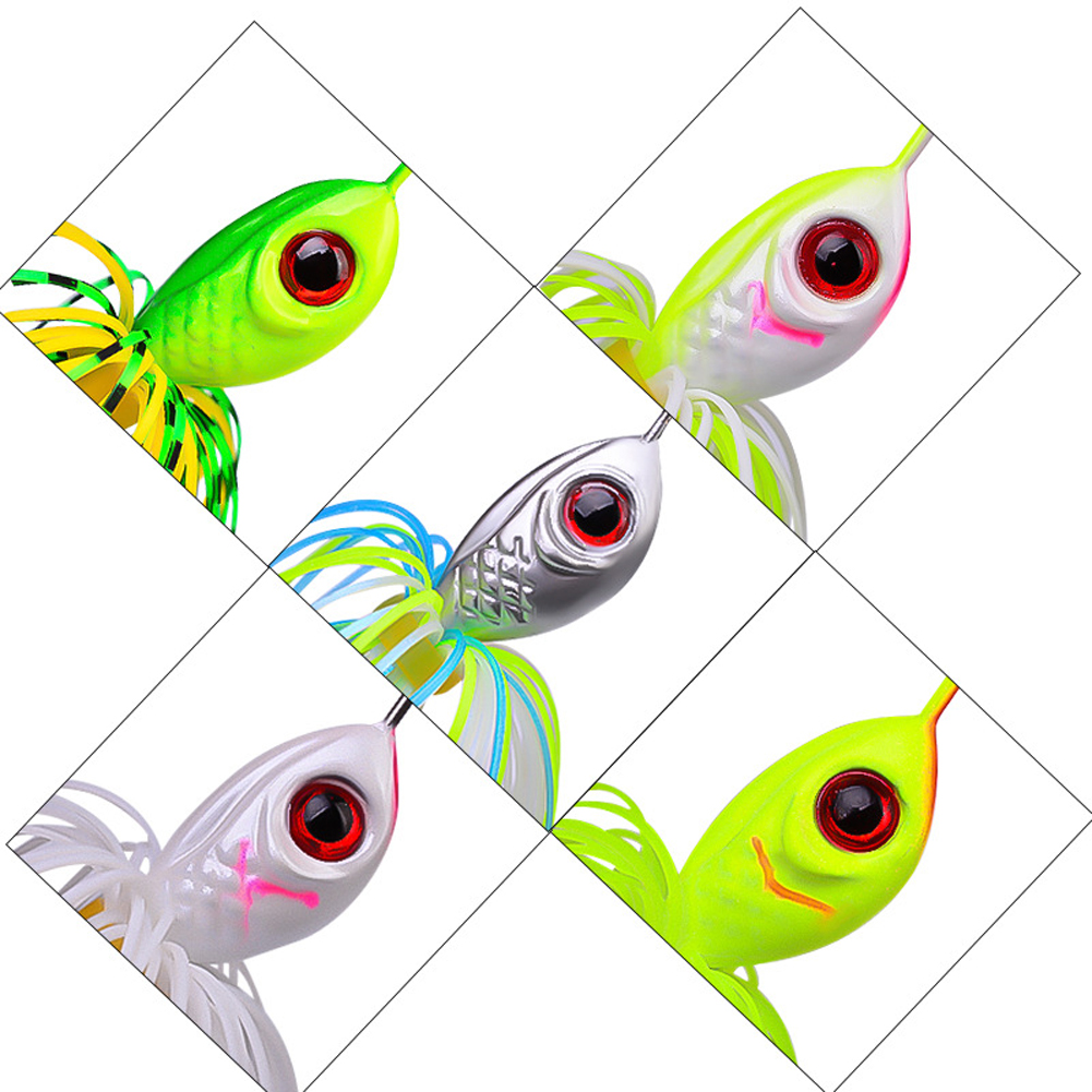 FREE FISHER 5pcs Fishing Buzzbait Lures Metal Jigs Lead Head 10g 14g Chatter Bait Spinnerbaits WeedlessHooks with Silicone Skirts