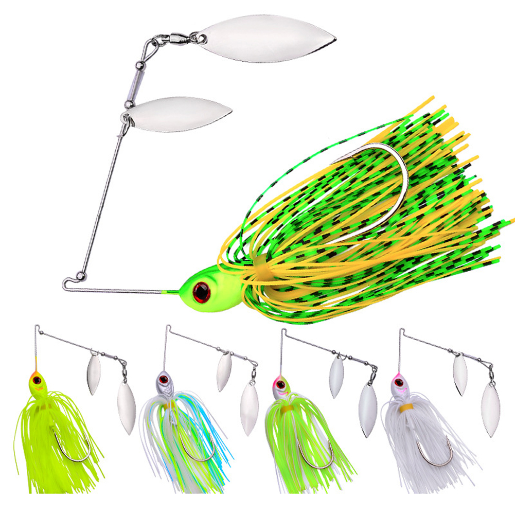 FREE FISHER 5pcs Fishing Buzzbait Lures Metal Jigs Lead Head 10g 14g Chatter Bait Spinnerbaits WeedlessHooks with Silicone Skirts