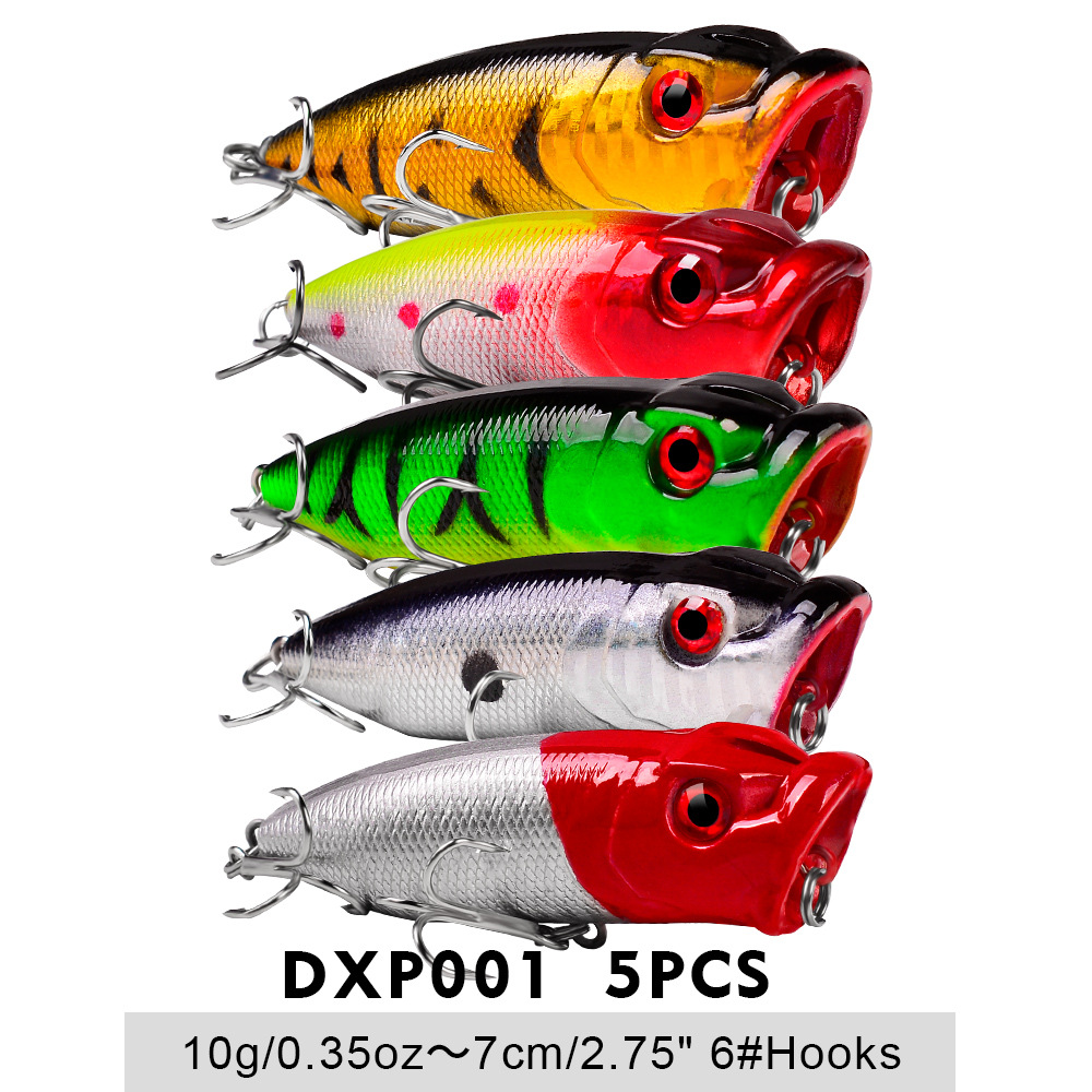 FREE FISHER Fishing Poppers 7.3cm 11g Hard Fishing Lures Topwater Colorfull Artificial Baits with 6# Hooks Noisy Floating Simulation Wobblers Lures