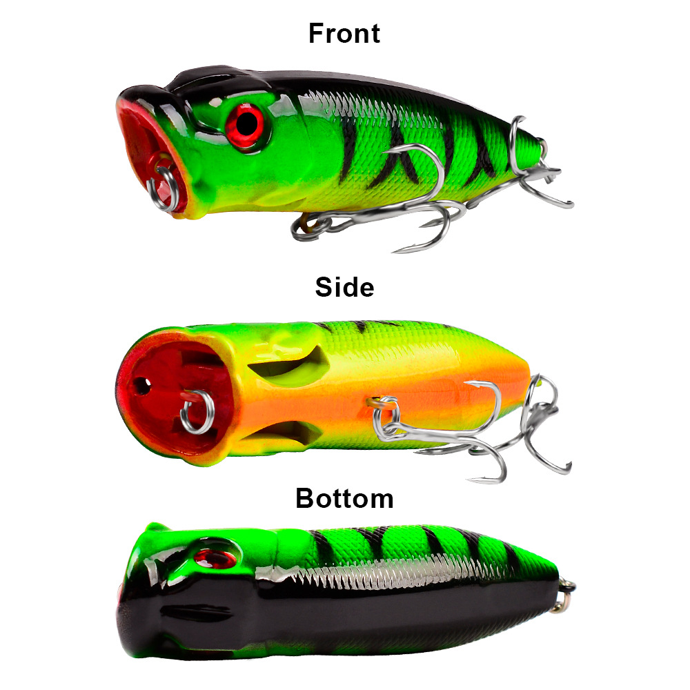 FREE FISHER Fishing Poppers 7.3cm 11g Hard Fishing Lures Topwater Colorfull Artificial Baits with 6# Hooks Noisy Floating Simulation Wobblers Lures