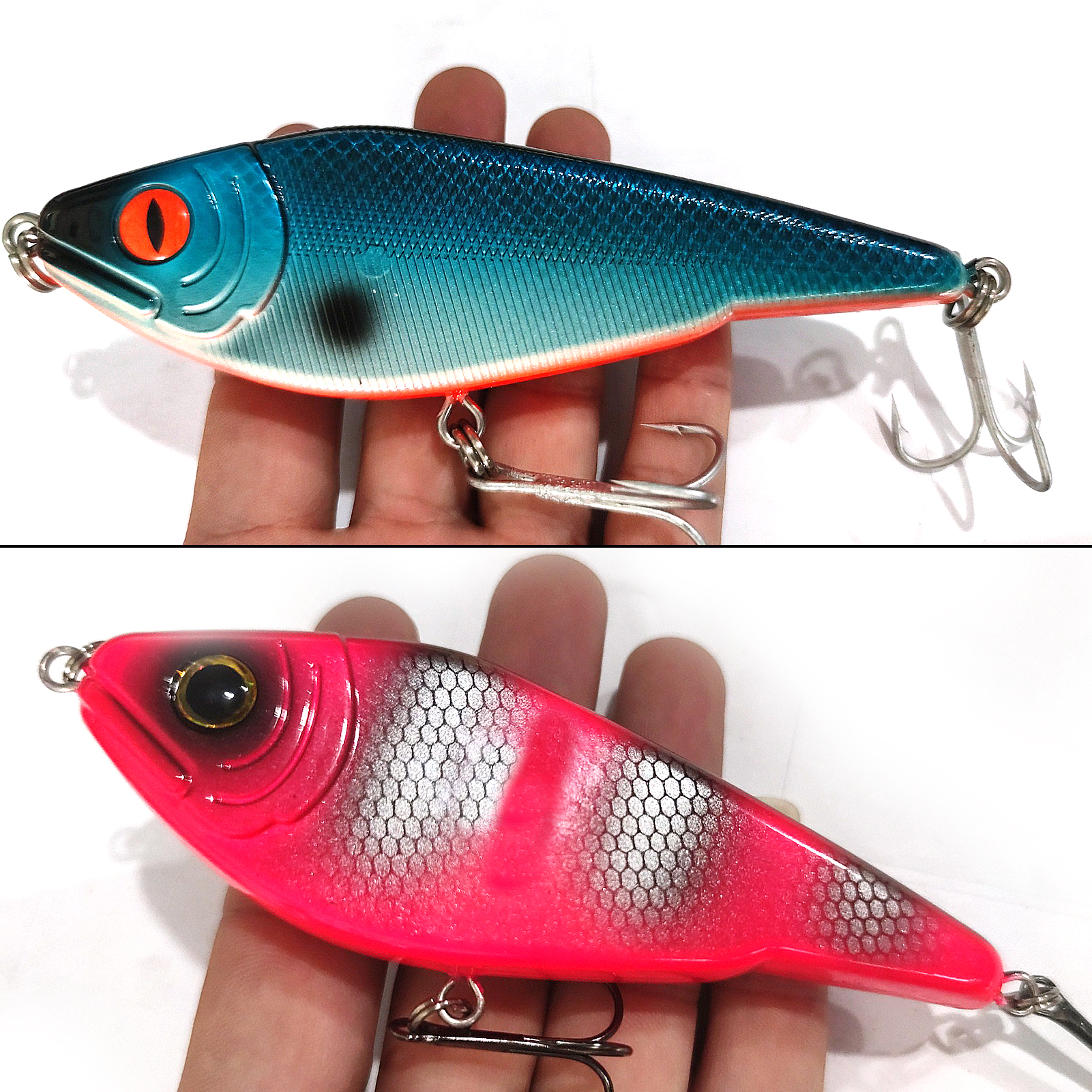 FREE FISHER 9pcs Fishing Lures Set 3D Fish Eye THUNDER JERK BAIT Artificial Lures Swimbaits Sea Fishing Culter Pike Fishing Tackle