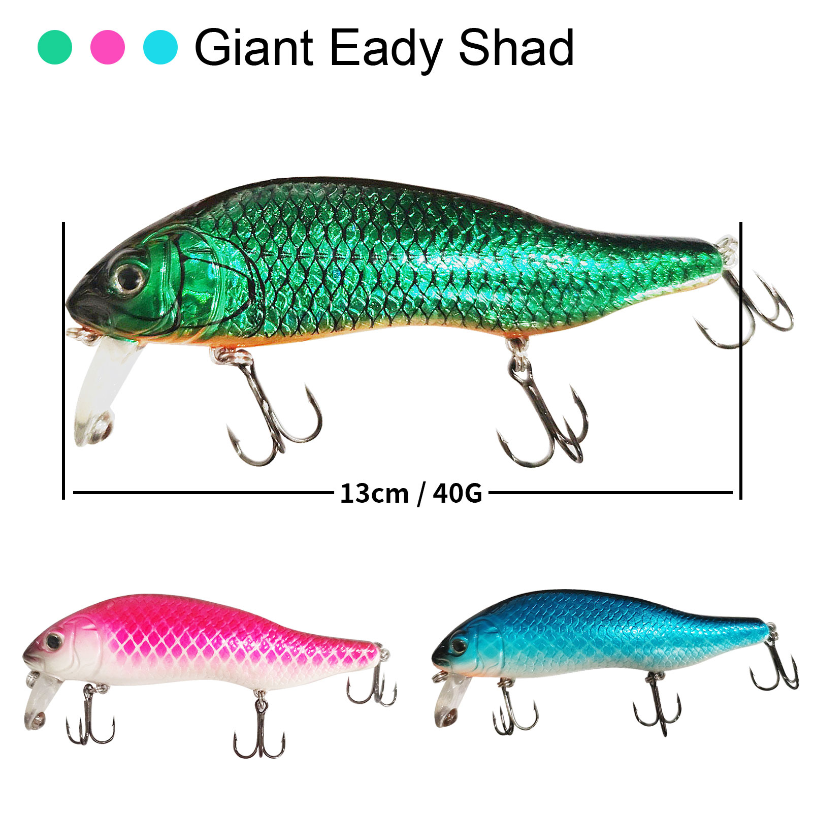 FREE FISHER 6pcs Jerkbaits Fishing Lures Set 3D Fish Eye 13cm 40g Giant Eady Shad Artificial Lures Swimbaits Sea Fishing Culter Pike Fishing Tackle