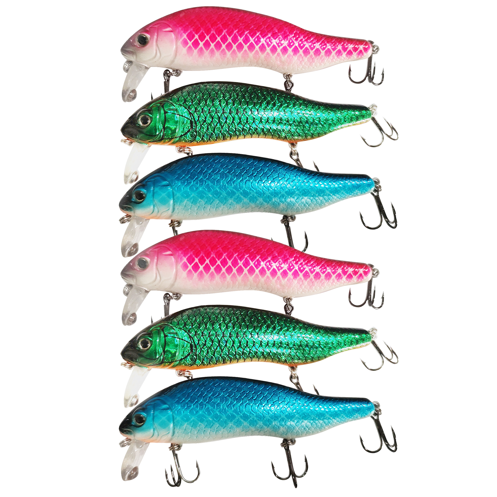 FREE FISHER 6pcs Jerkbaits Fishing Lures Set 3D Fish Eye 13cm 40g Giant Eady Shad Artificial Lures Swimbaits Sea Fishing Culter Pike Fishing Tackle