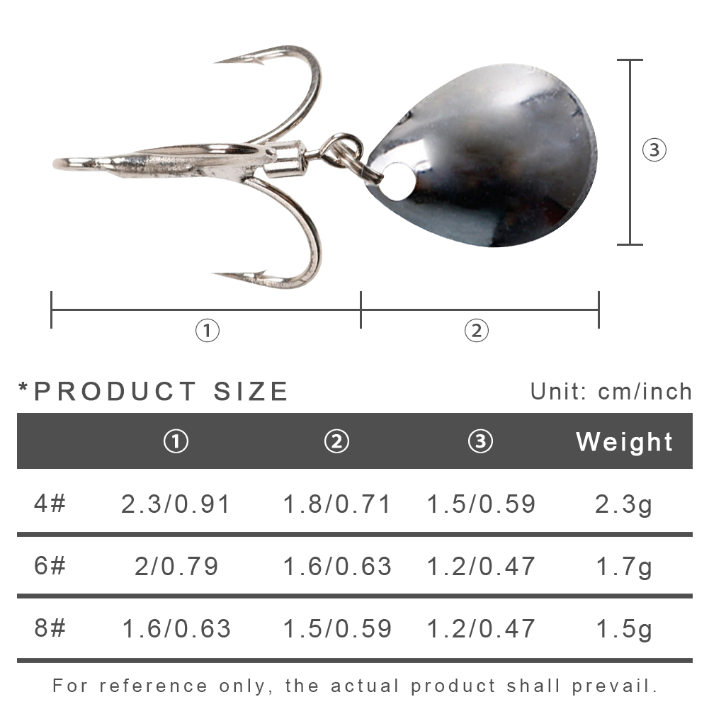 FREE FISHER 10pcs Fishing Treble Hooks with Metal Rotating Sequins Bearded Guy Artificial Spinnerbaits Buzzbait Accessories for Sea Fishing