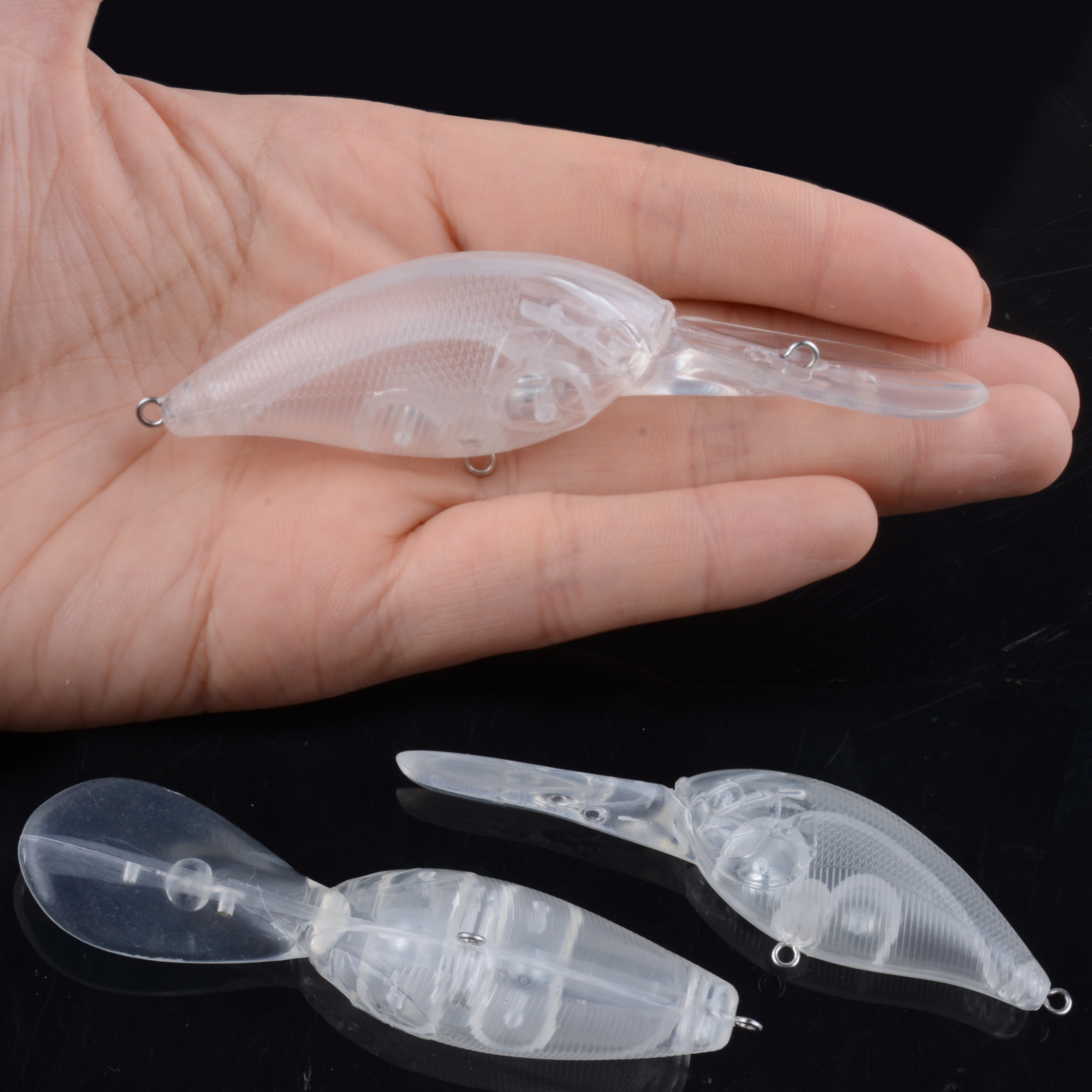 FREE FISHER 20pcs Unpainted Lures Fishing Blank Artificial Hard Baits Long Tongue Transparent Bait Embryo 10cm 11g DIY Crankbaits