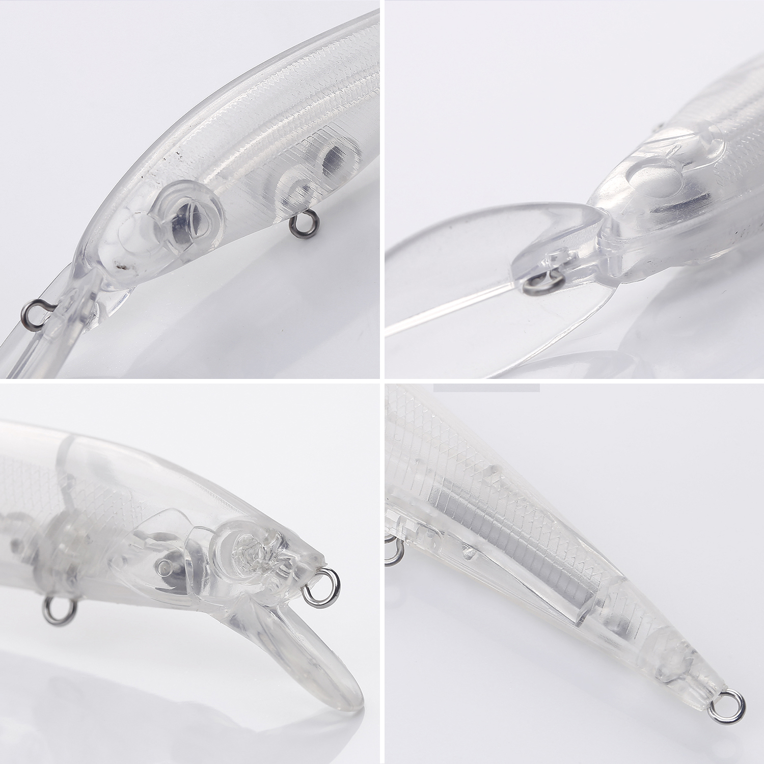 FREE FISHER 30pcs Mixed Unpainted Lures Fishing Blank Baits Set Crankbaits Minnows Pencil Blures VIB Clear Baits Naked Bait Embryo with 3D Eyes