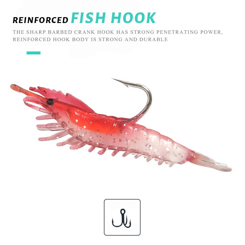 FREE FISHER Luminous Shrimp 3g 6cm Fishing Soft Lead Baits 9.5cm 10g Prawn with Sharp Hook Fishy Smell Wobblers Artificial Lures for Carp Fishing