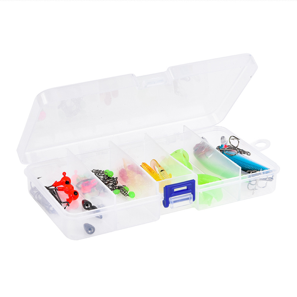 FREE FISHER Fishing Lures Set 52pcs with Box Fish Hooks Swivels Luminous Beads Accessories Lead Sinkers Jigs Minnow Soft Worms Swimbaits Kit