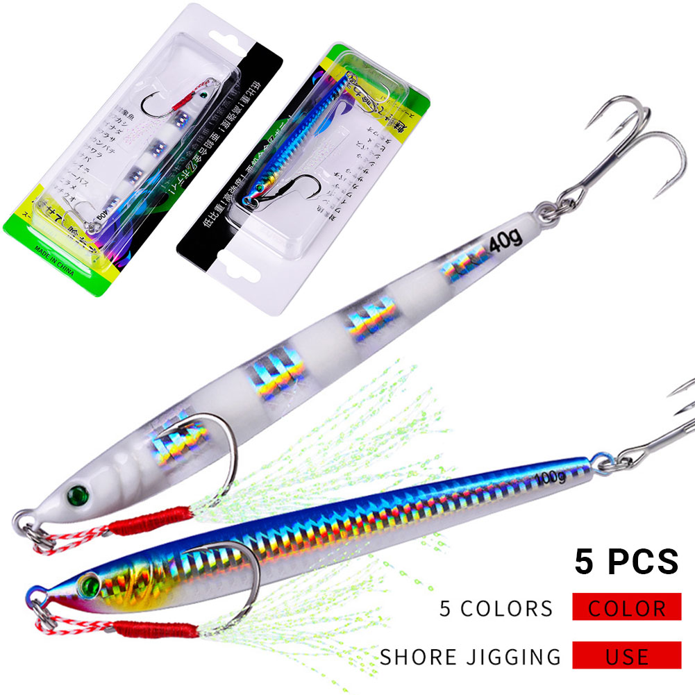 FREE FISHER 5pcs/Set Metal Jigs Fishing Lead Lure Weights 7g-60g Trolling Hard Bait Bass Fishing Bait Tackle Trout Jigging for Saltwater
