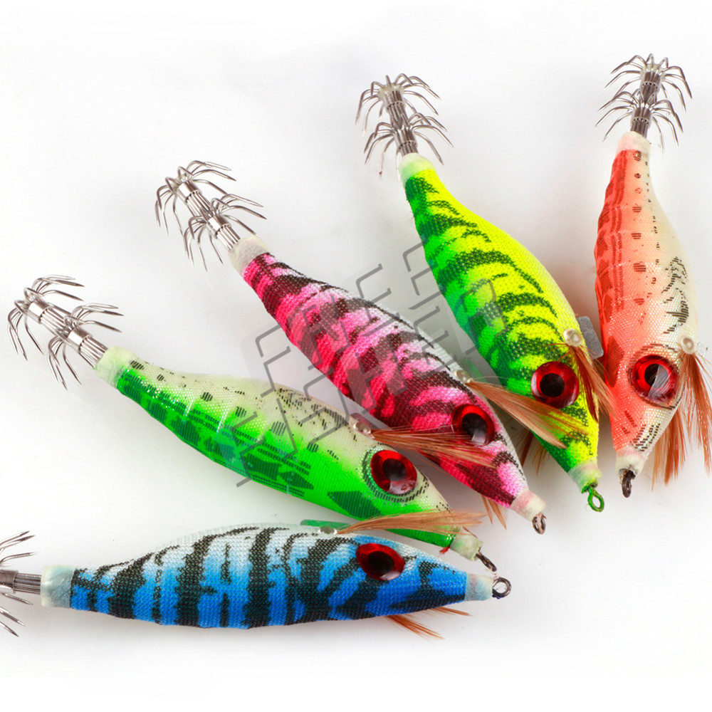 FREE FISHER 18pcs/lot Squid Hooks 10.1cm 12g Luminous Cuttlefish Jigs Artificial Hard Lures Prawn Glow Shrimp Octopus Baits for Sea Fishing