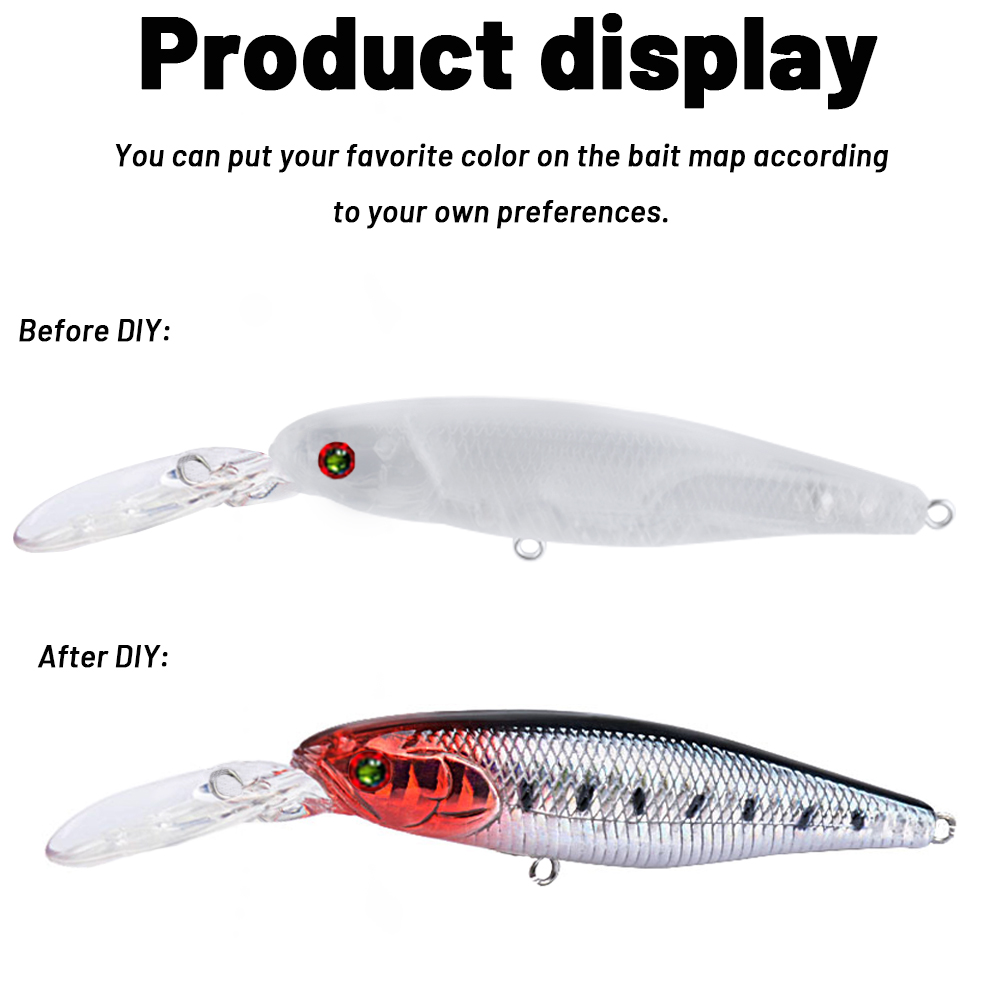 FREE FISHER 20pcs/Set Fishing Hard Lure DIY 11.2cm 8.24g Unpainted Baits Transparent Blank Minnows ABS Hard Artificial Bait Embryo with 3D Eyes