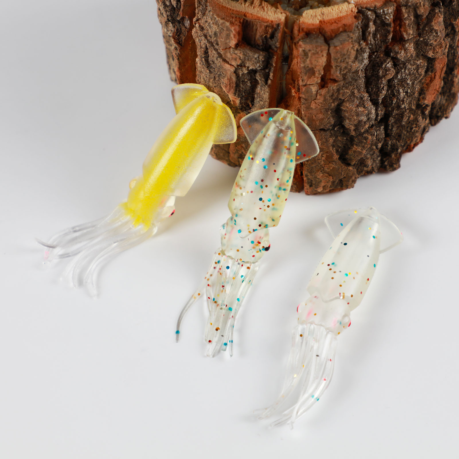 FREE FISHER 24pcs Soft Octopus Fishing Lures Baits Artificial Plastic Lures 20pcs 2/0# Single Barb Hooks in Freshwater/Saltwater with Box